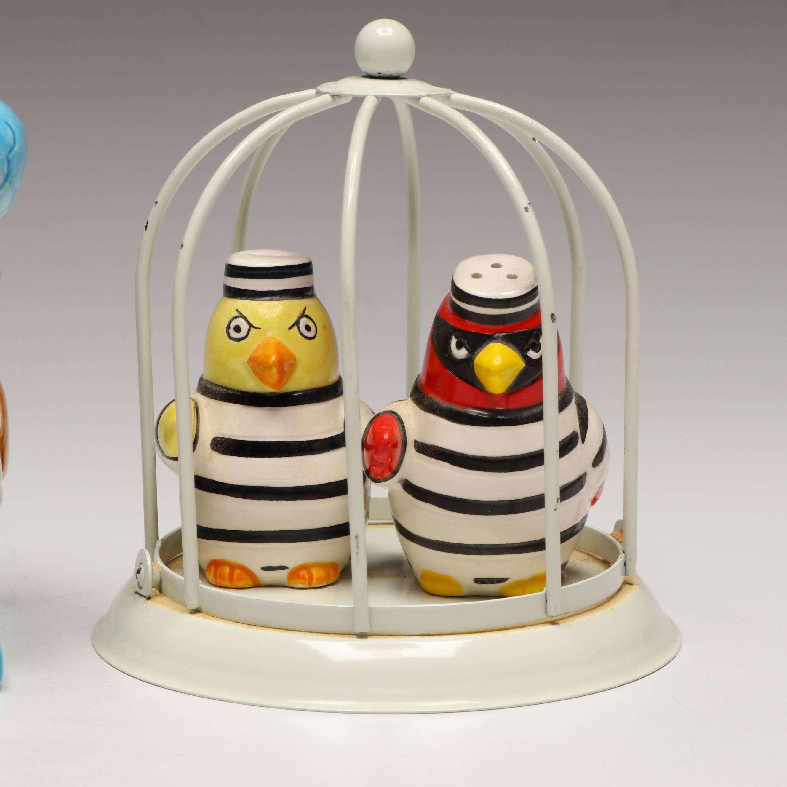 Otagiri Hand-Painted Ceramic Owl and More Novelty Salt and Pepper Shakers