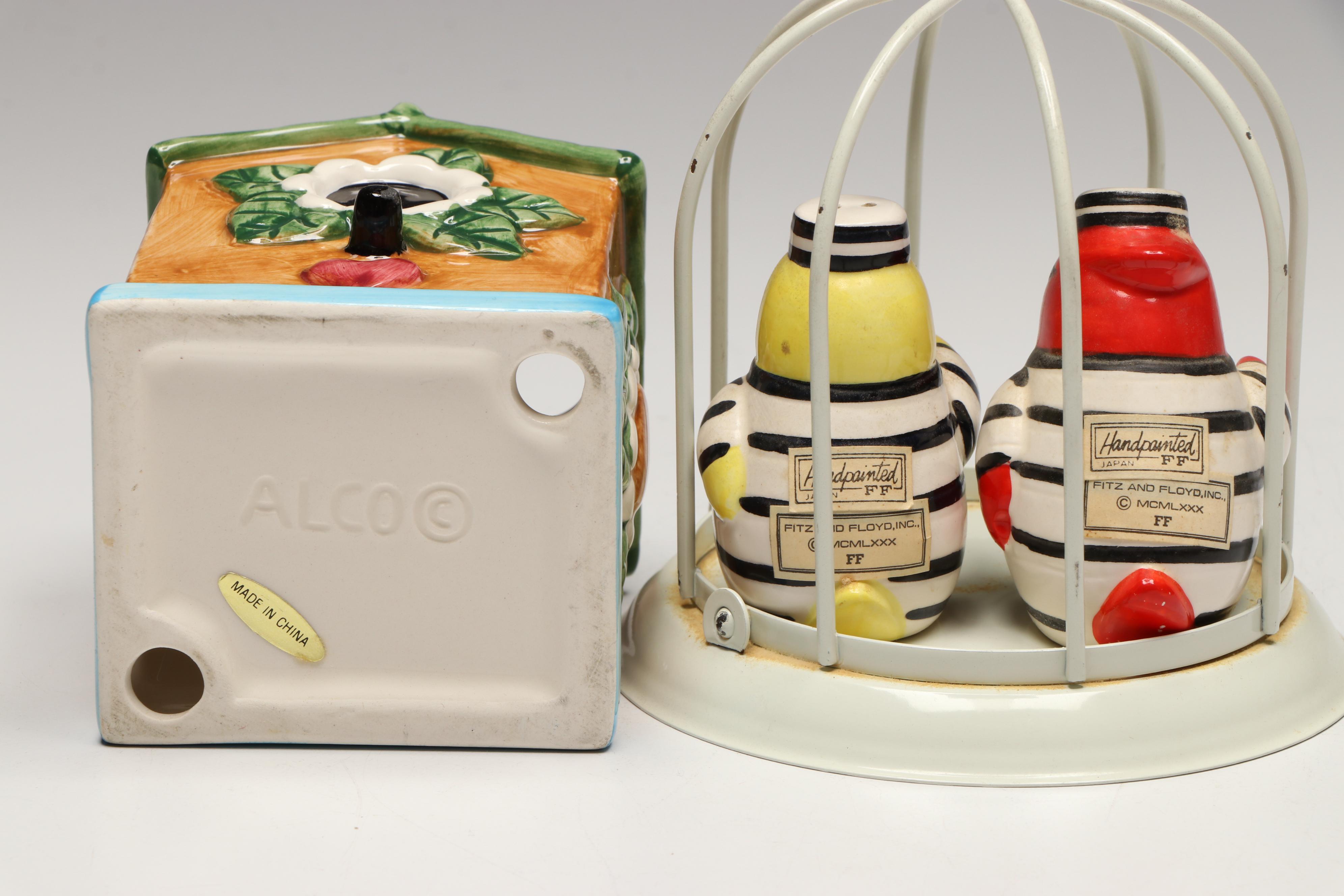 Otagiri Hand-Painted Ceramic Owl and More Novelty Salt and Pepper Shakers