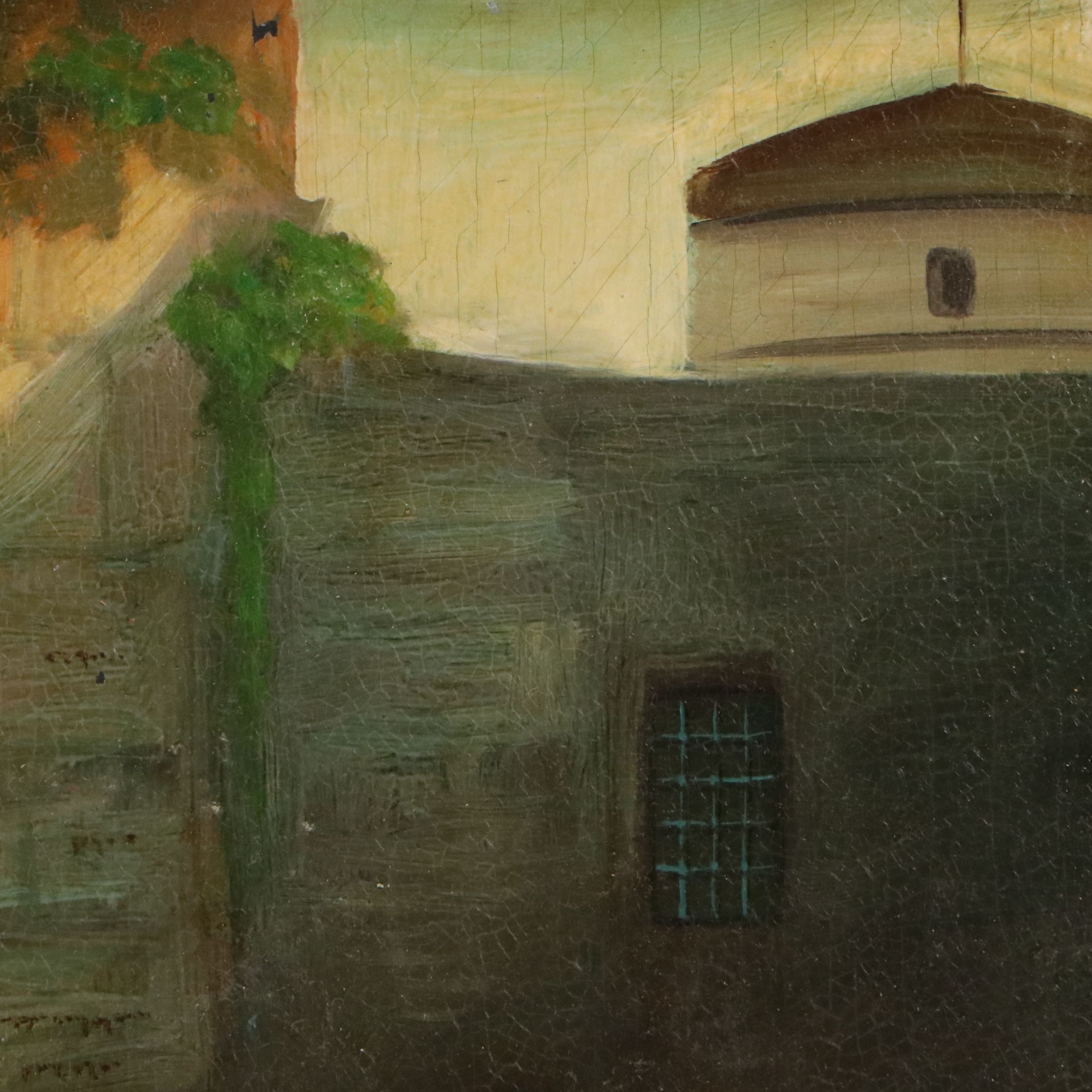 Oil Painting of Figures Praying at the Western Wall