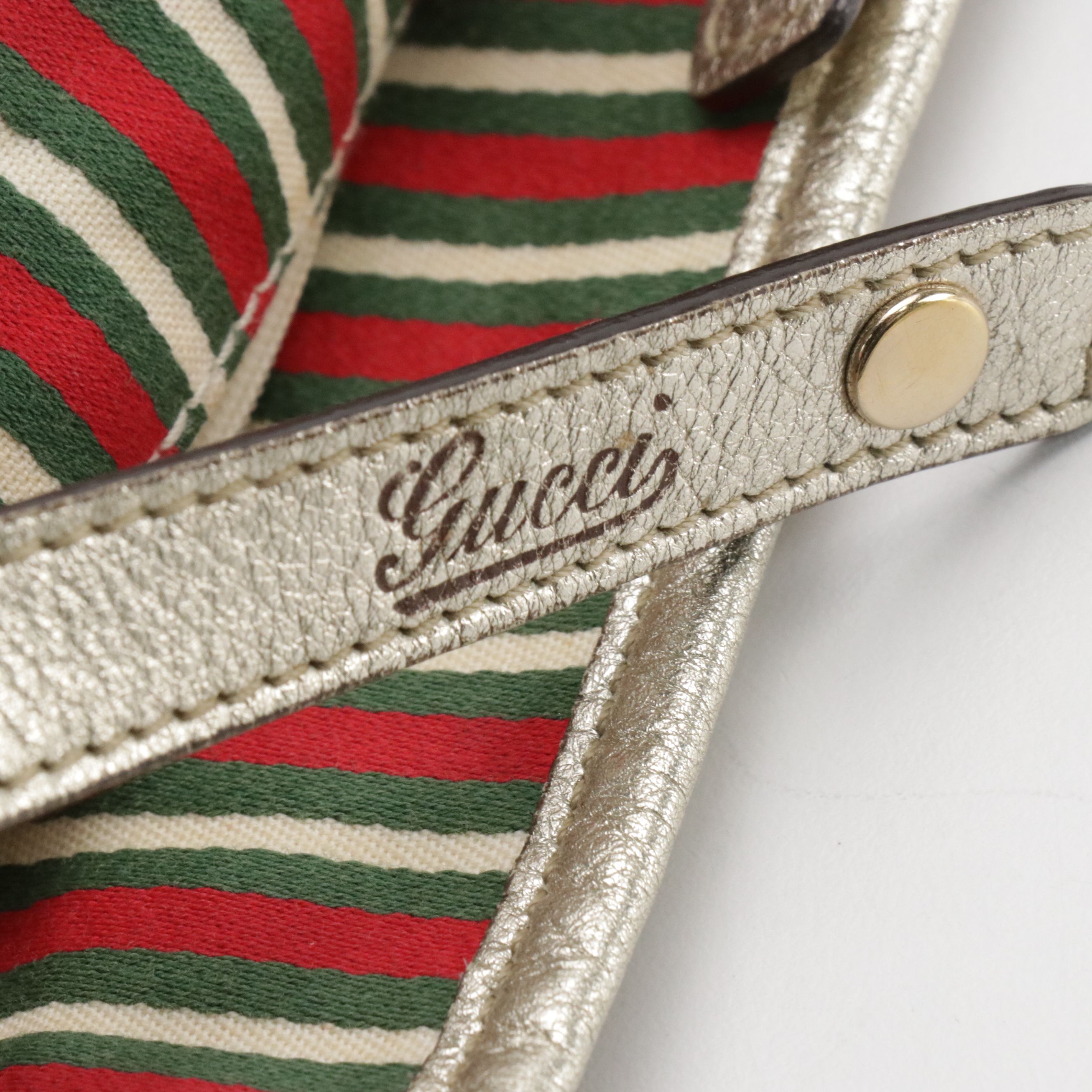 Gucci D-Ring Tote in Brown GG Canvas and Silver Leather Trim