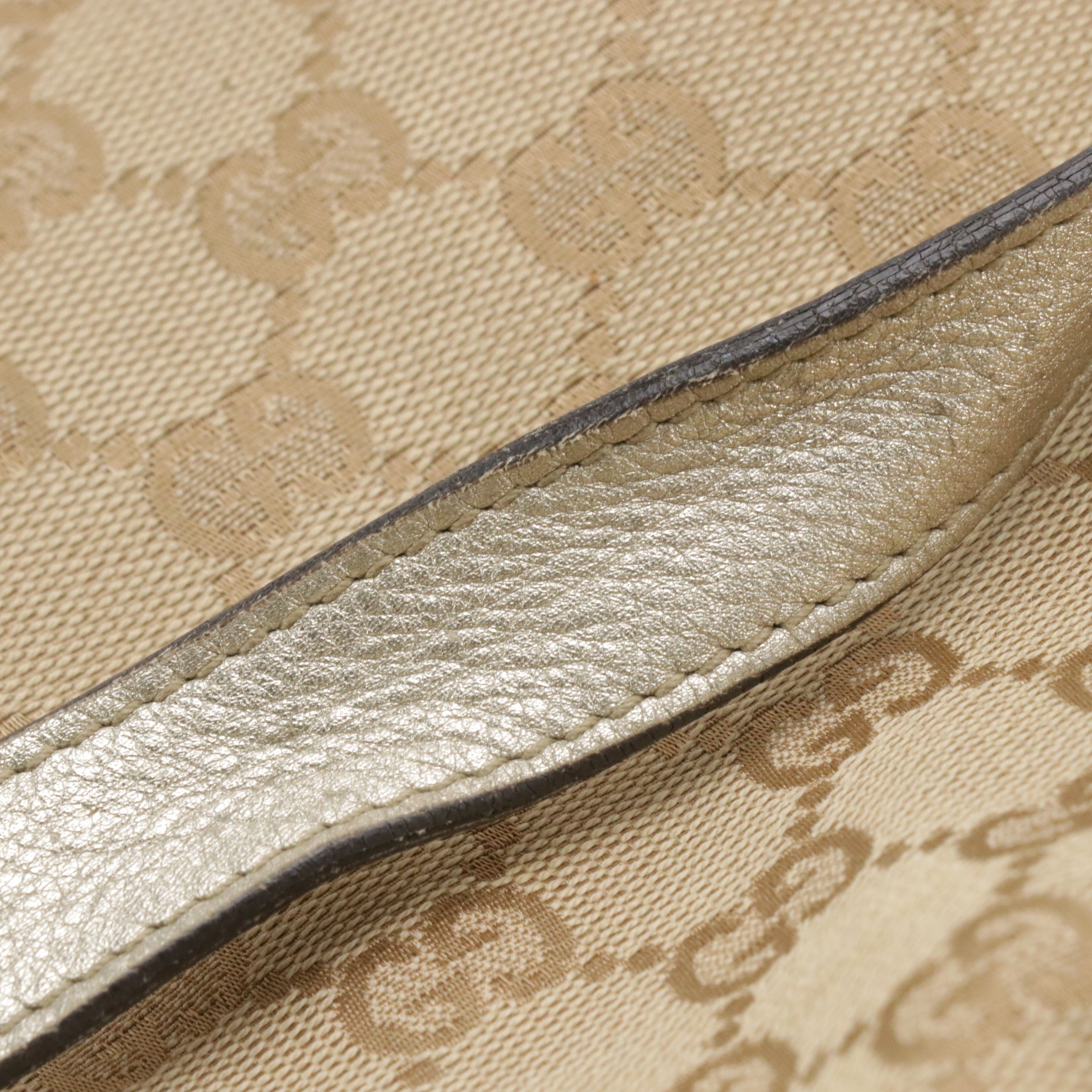 Gucci D-Ring Tote in Brown GG Canvas and Silver Leather Trim