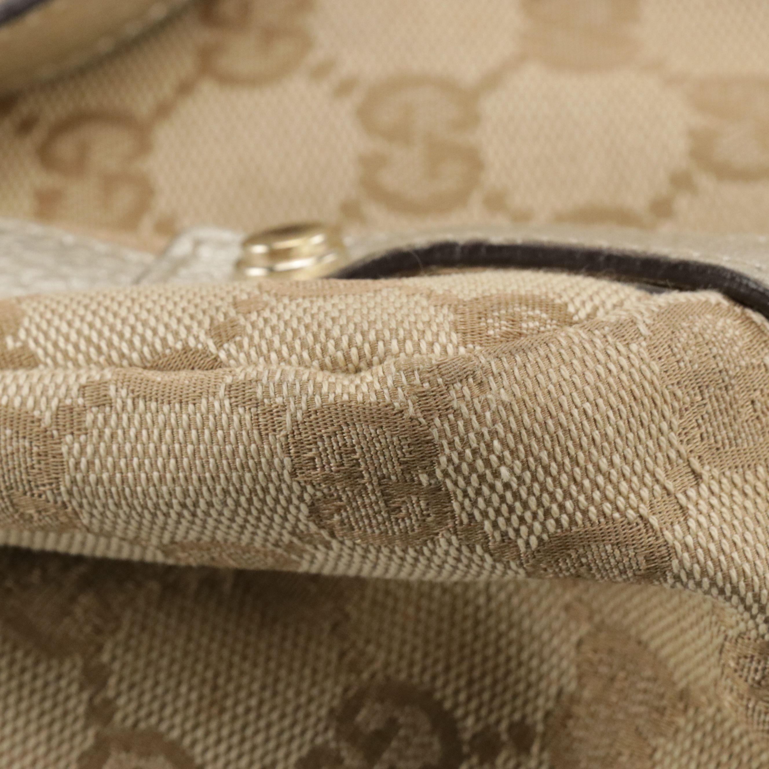 Gucci D-Ring Tote in Brown GG Canvas and Silver Leather Trim