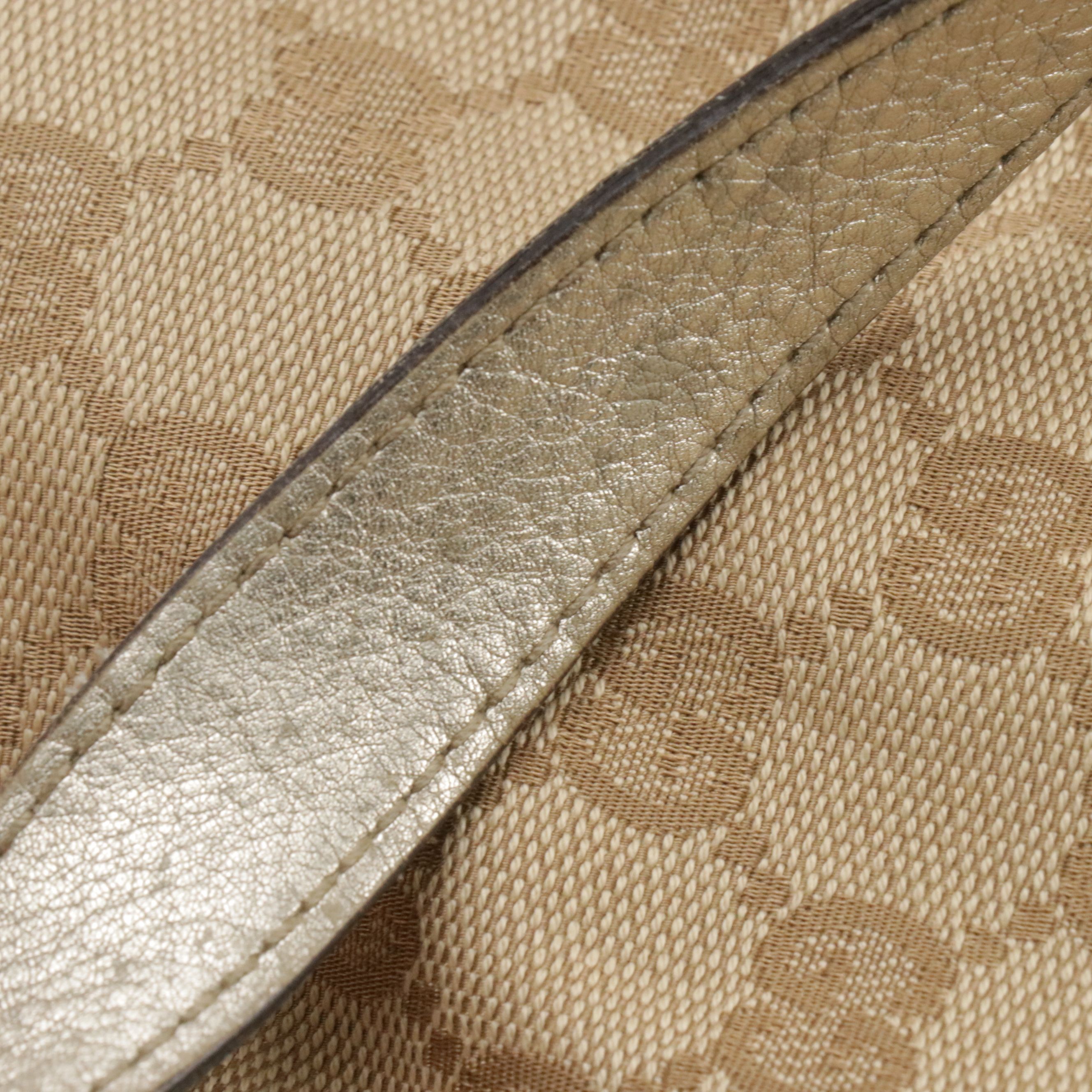 Gucci D-Ring Tote in Brown GG Canvas and Silver Leather Trim