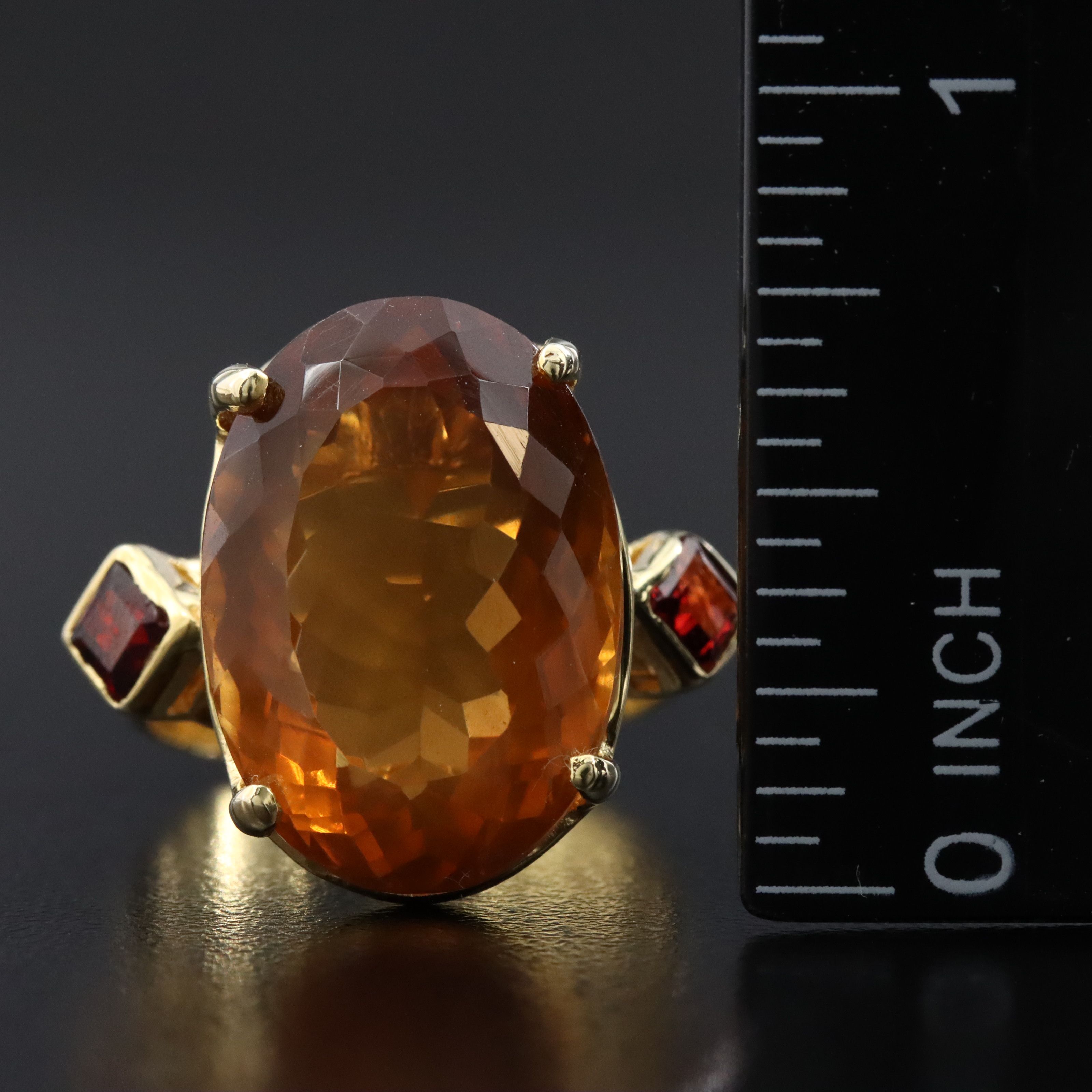 Sterling Citrine and Garnet Ring