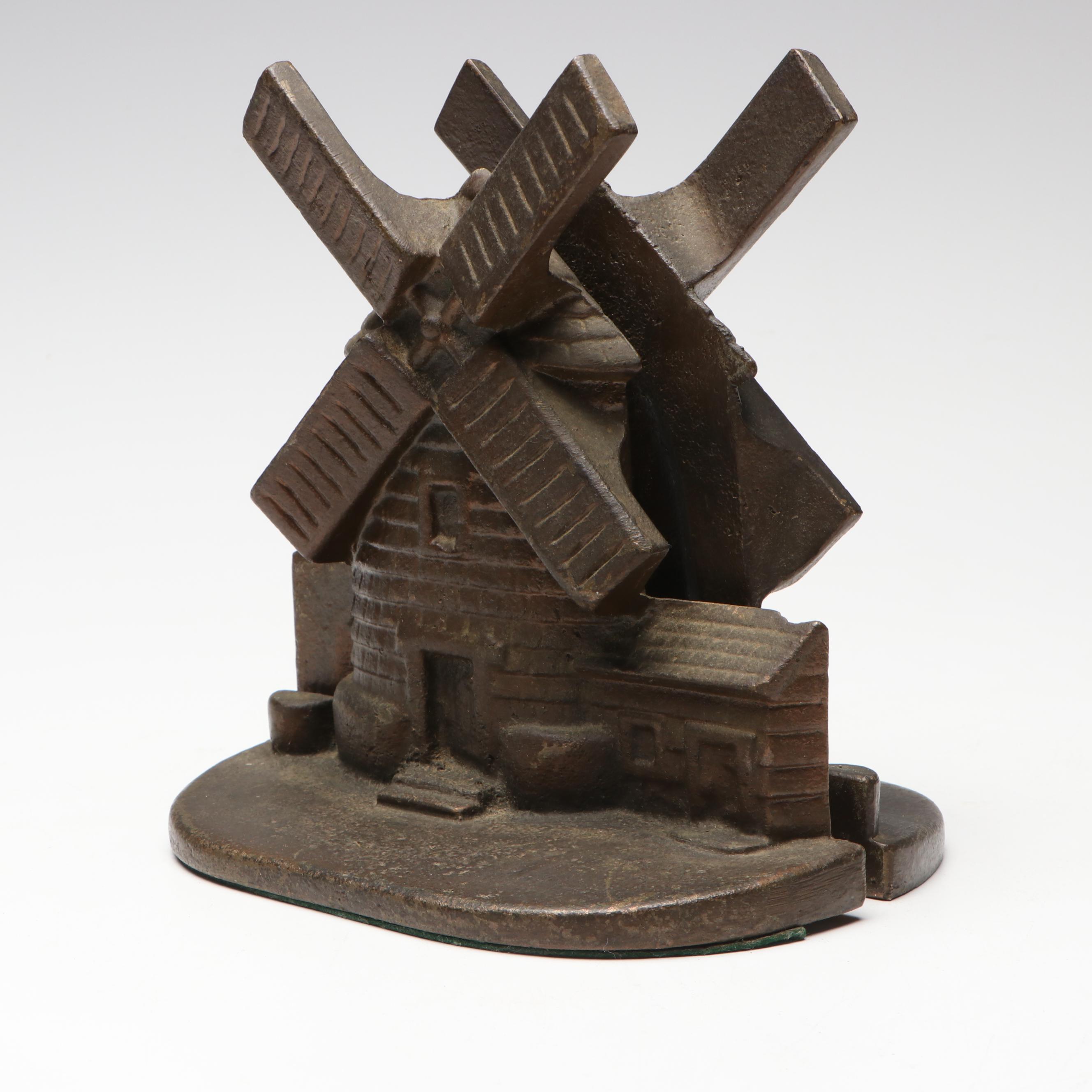 Cast Iron Dutch Windmill Bookends