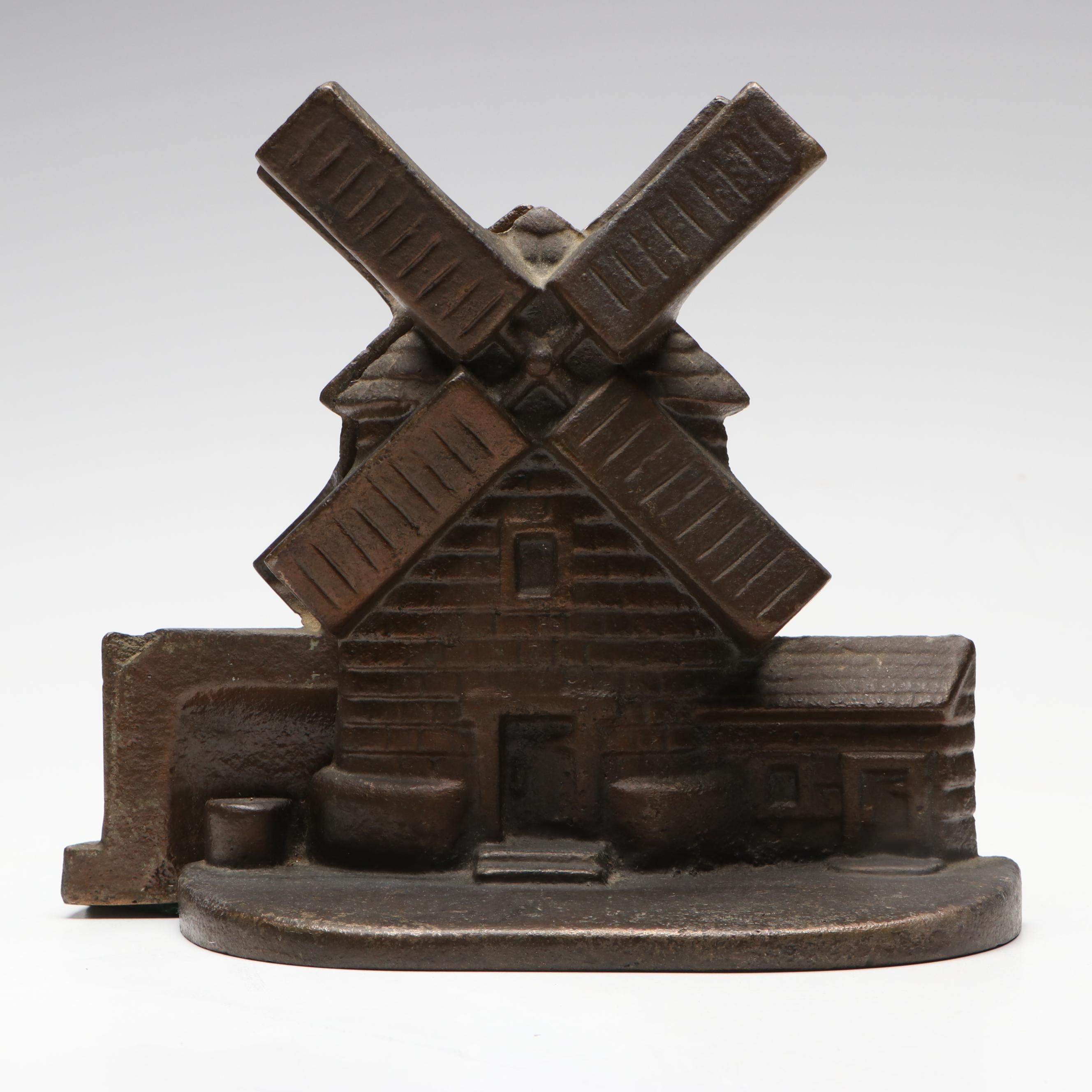 Cast Iron Dutch Windmill Bookends