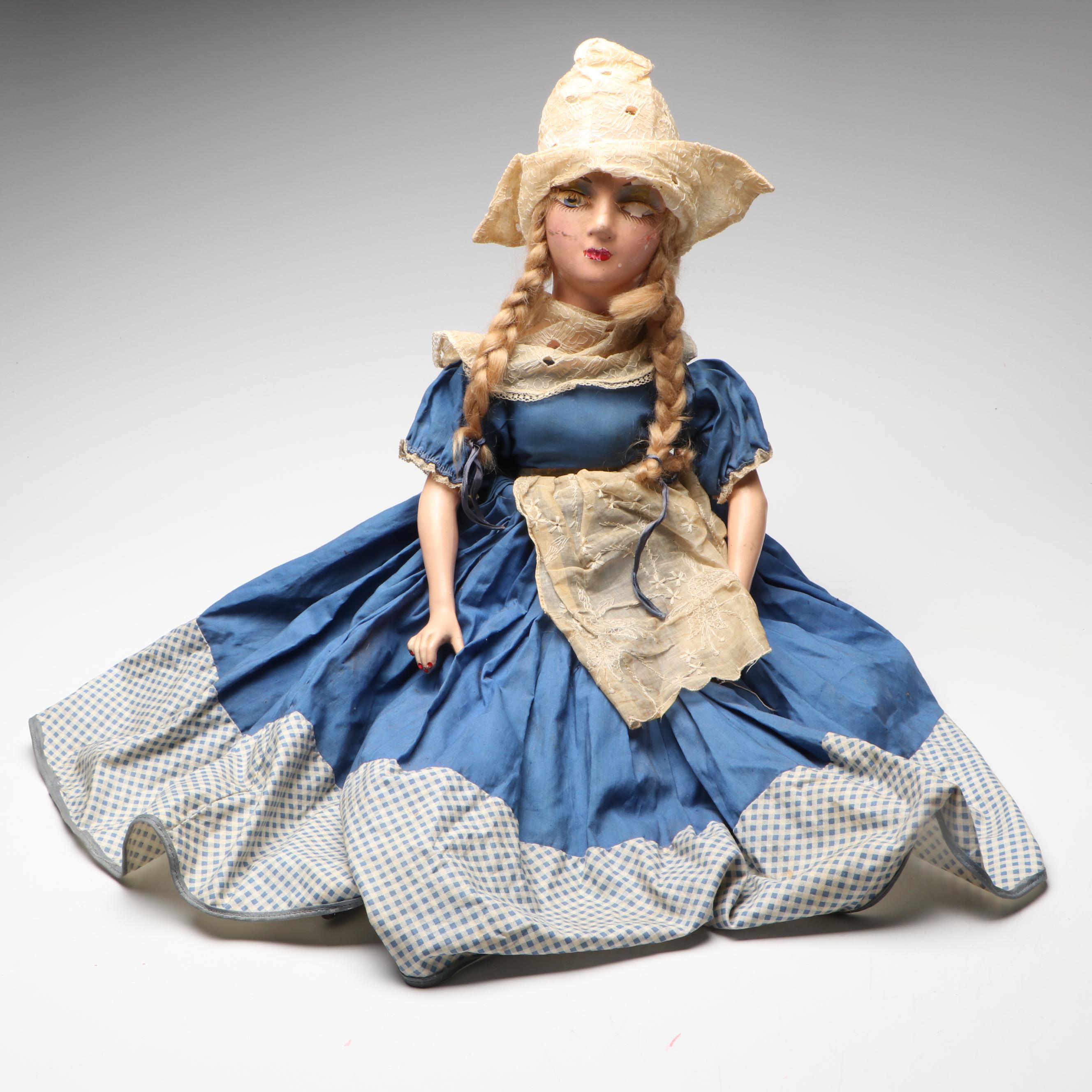 Hand-Painted European Style Boudoir Doll, Early 20th Century