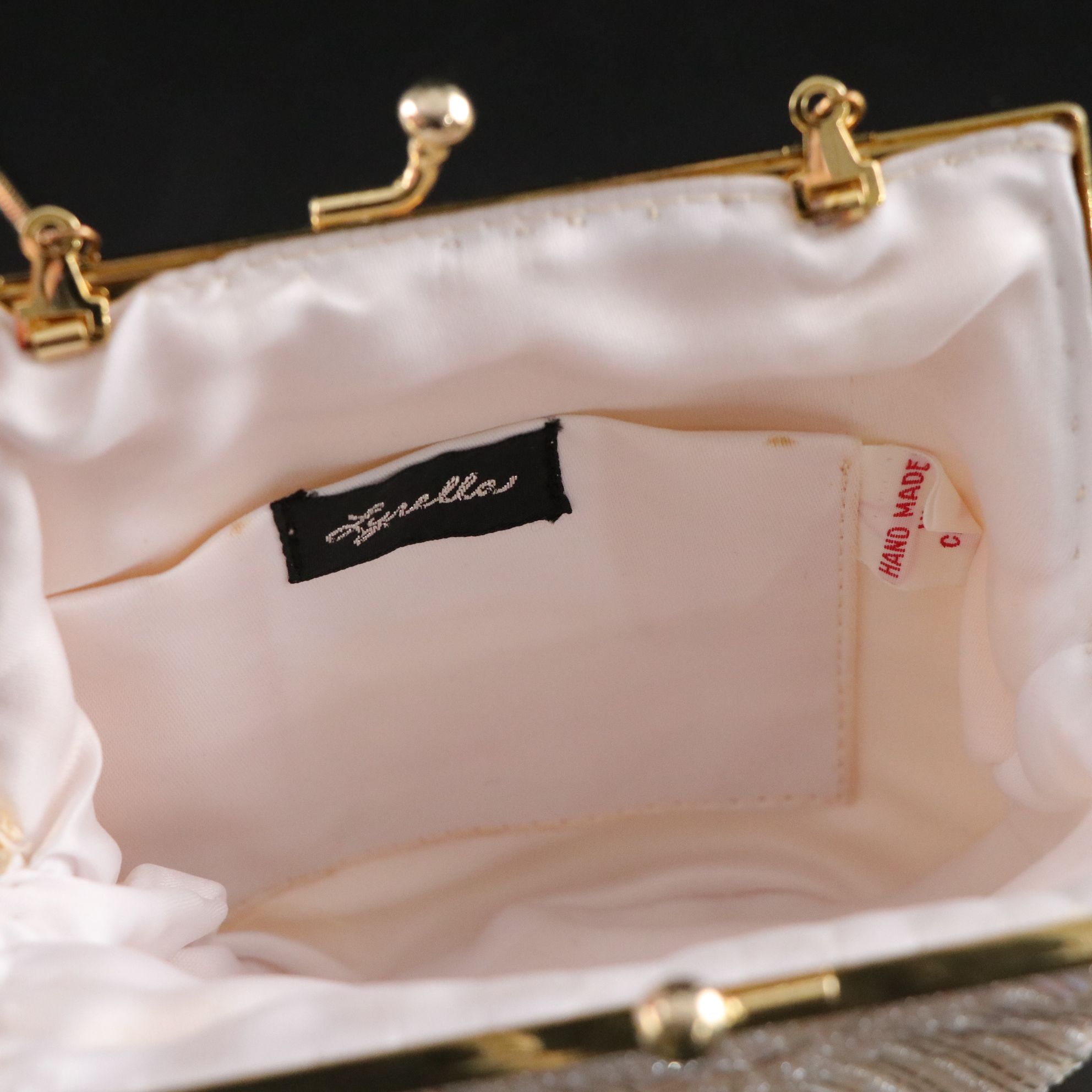 Lyrella Beaded White Shell Motif and Georgian Micro Beaded Floral Fringe Bags