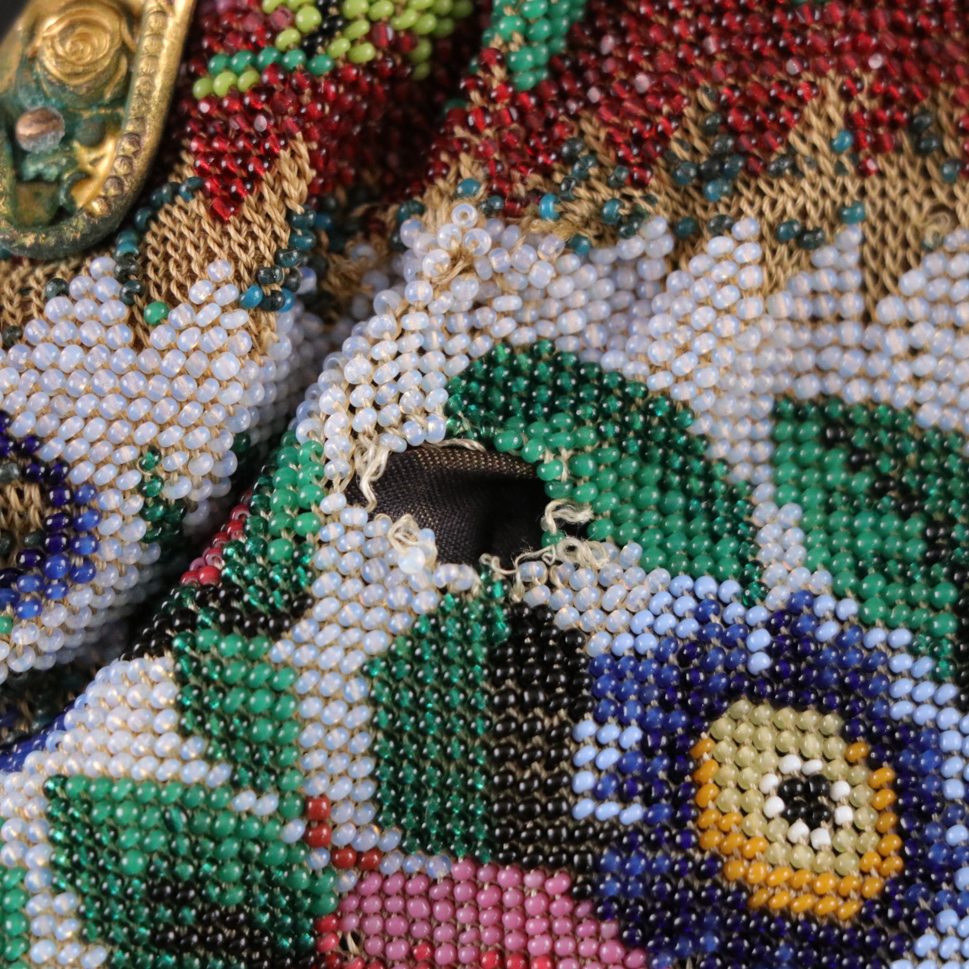 Lyrella Beaded White Shell Motif and Georgian Micro Beaded Floral Fringe Bags