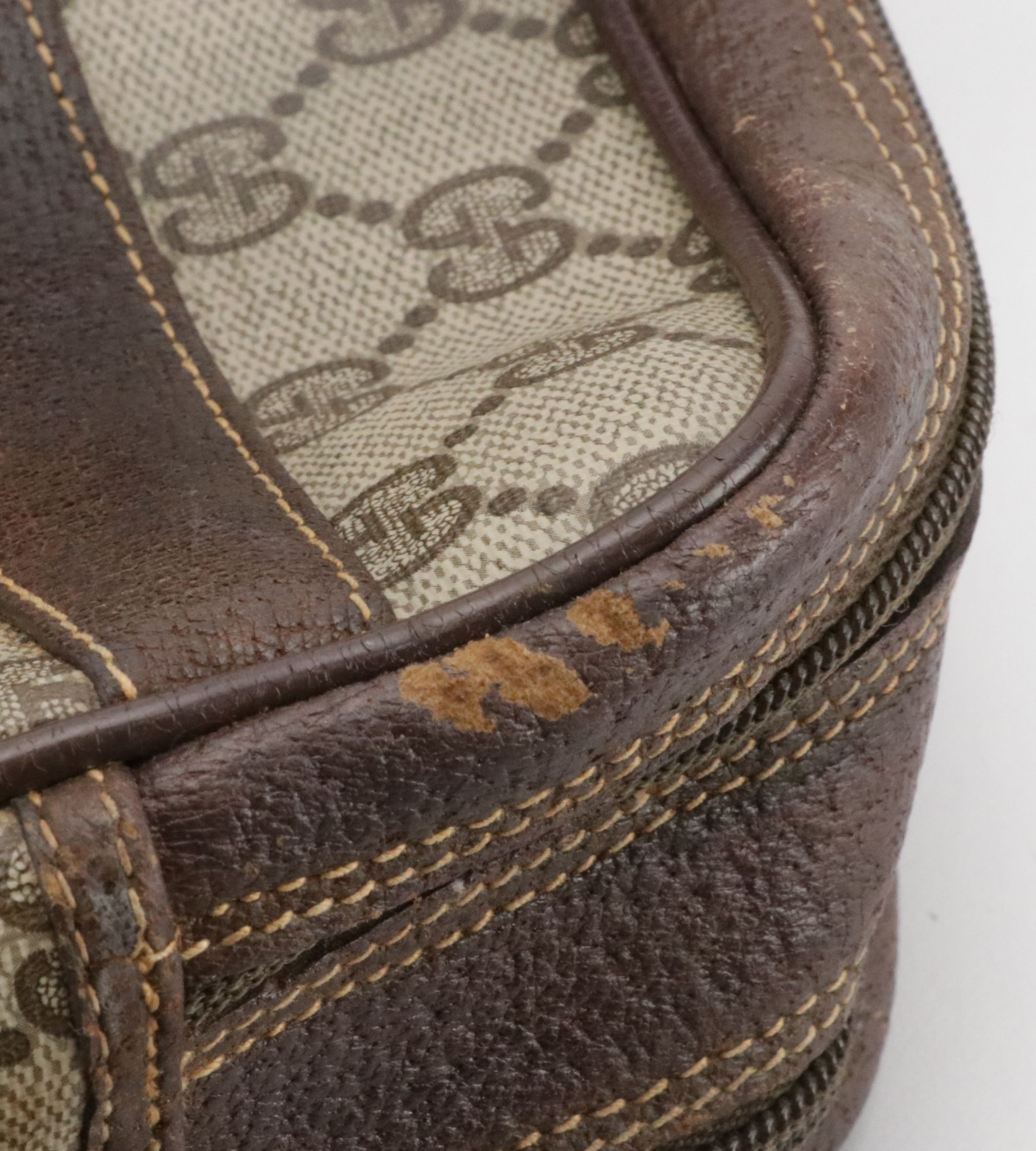 Gucci Web Stripe Double Zip Shoulder Bag in GG Supreme Canvas and Leather