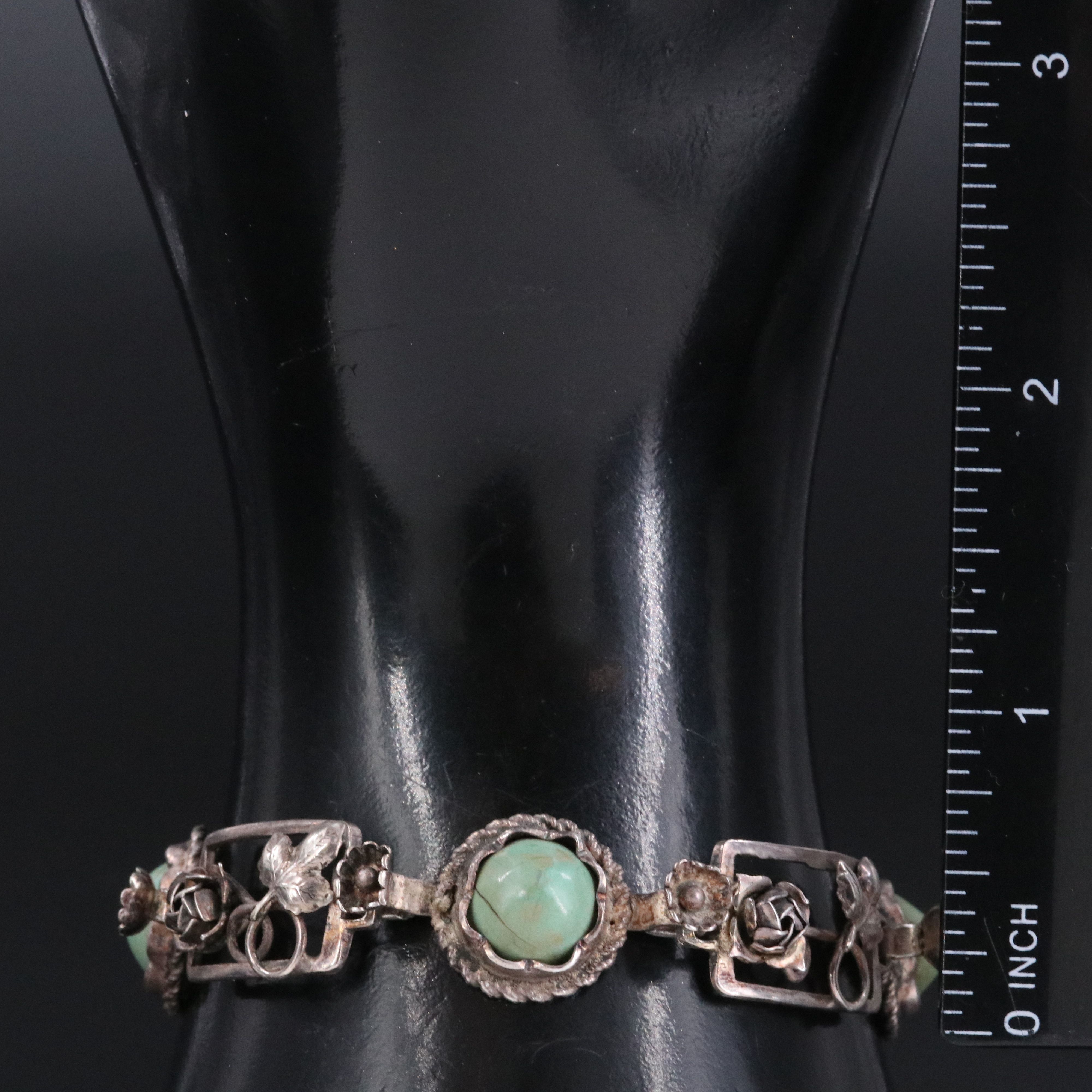 Sterling Turquoise Floral Bracelet