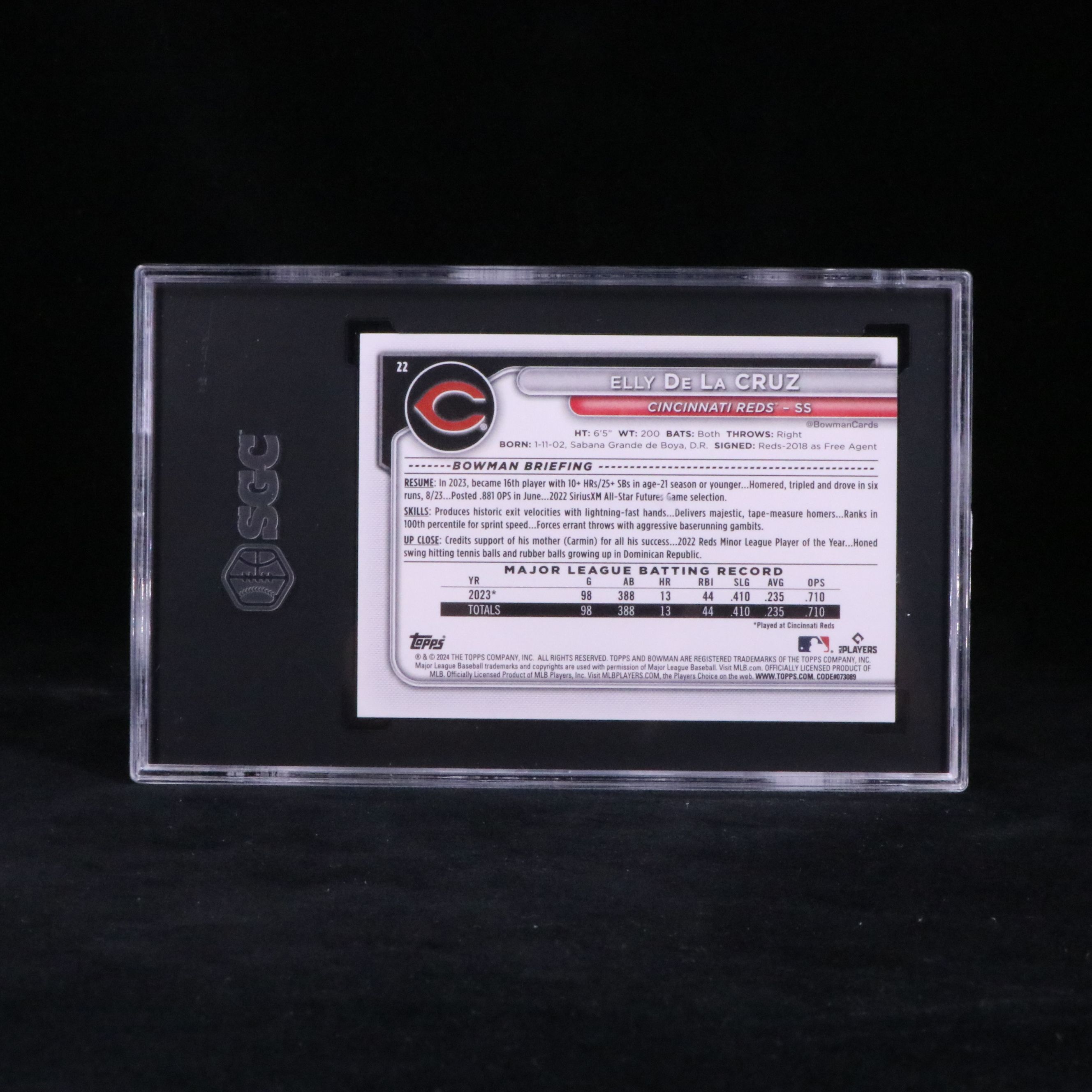 2024 Bowman Elly De La Cruz Cincinnati Reds Rookie Card Graded SGC 10
