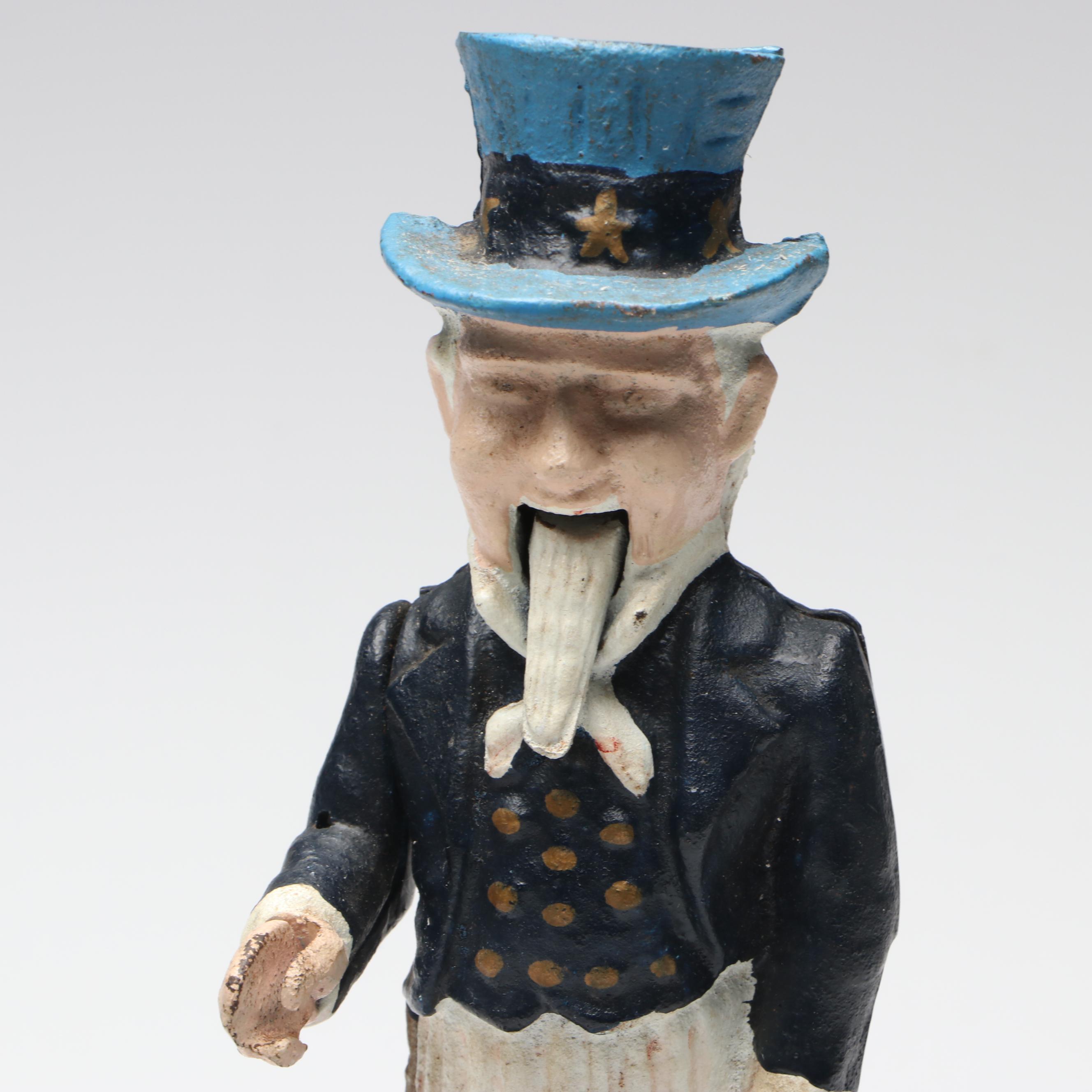 Cold-Painted Cast Iron "Uncle Sam" Coin Bank, 20th Century