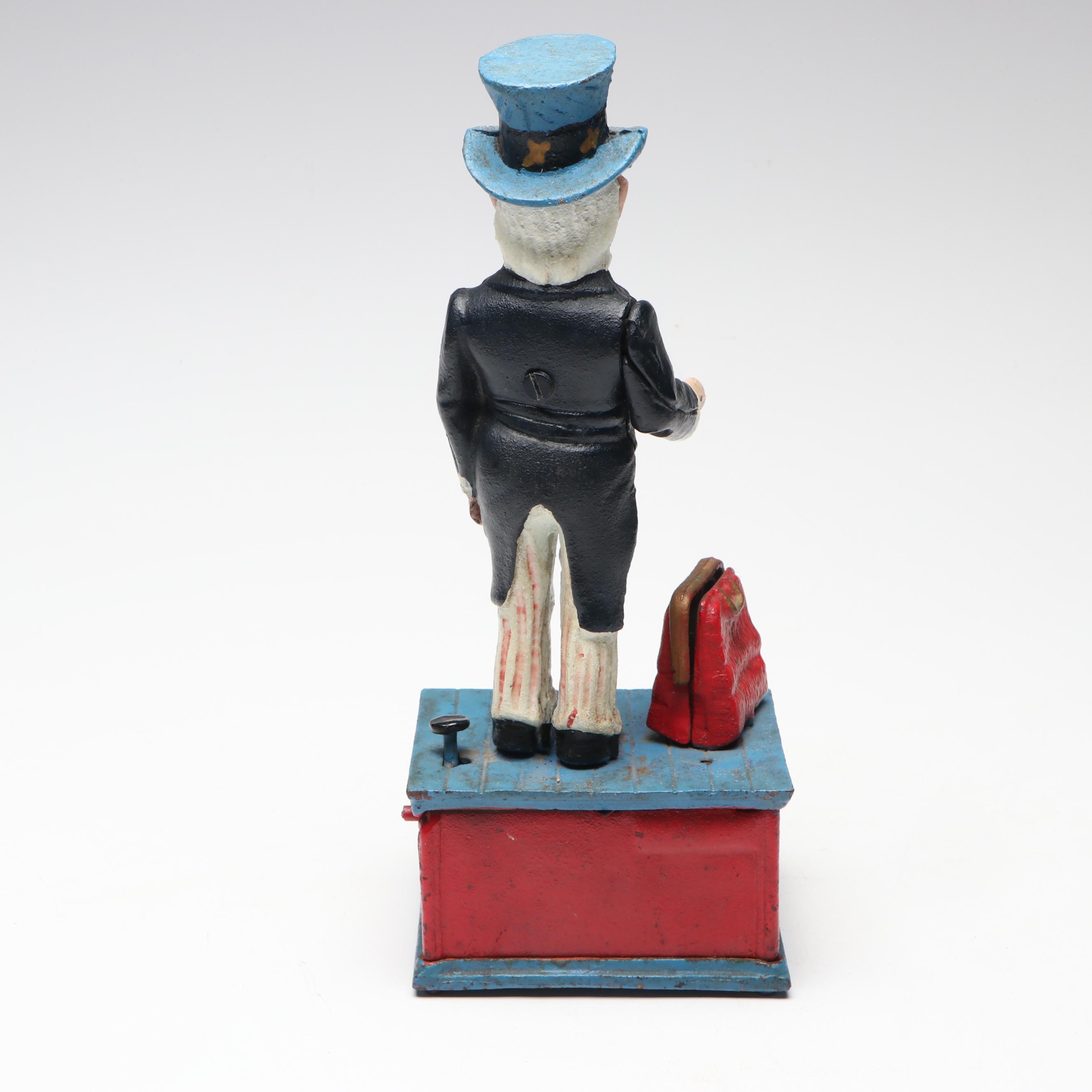 Cold-Painted Cast Iron "Uncle Sam" Coin Bank, 20th Century