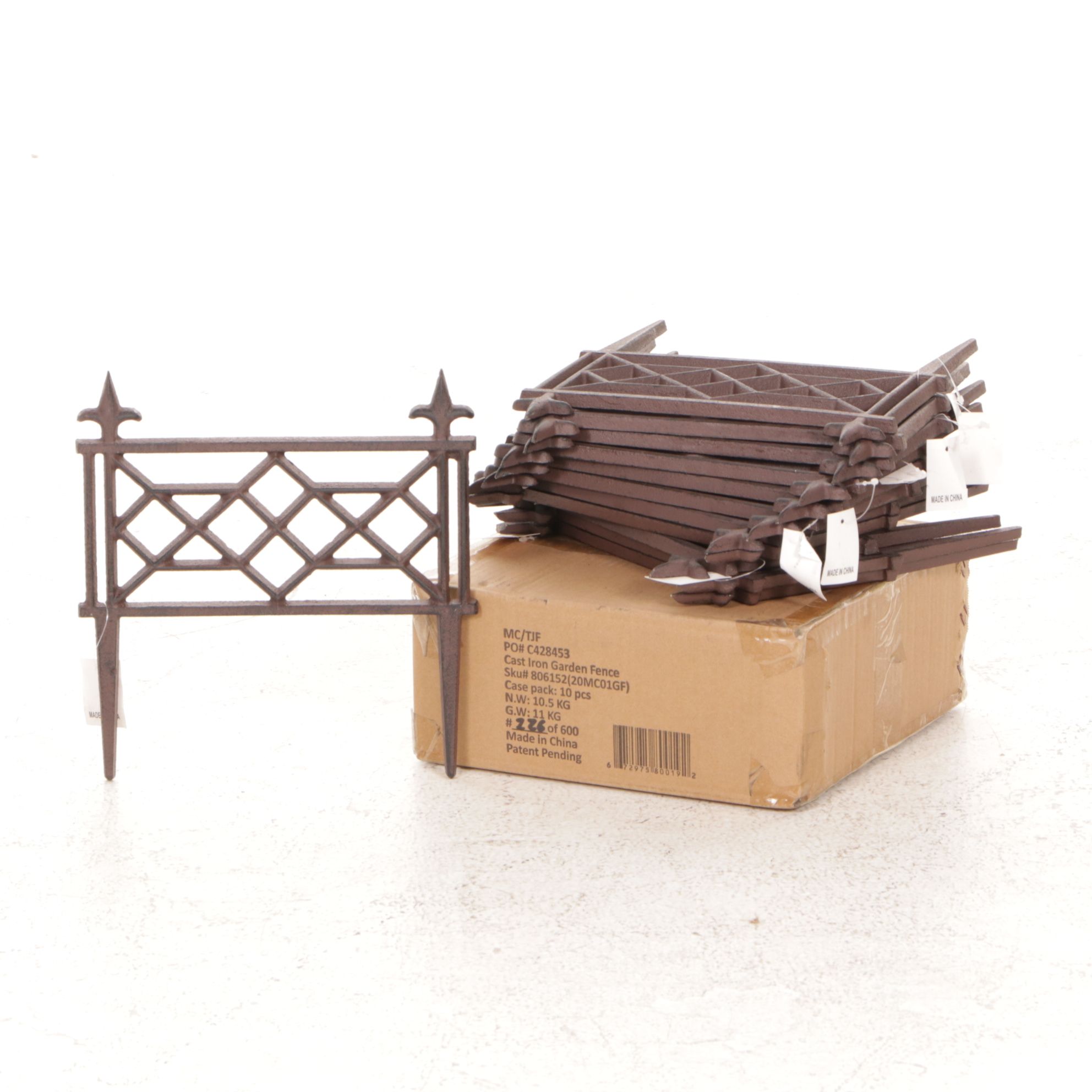 Cast Iron Garden Edging Fence, 20 Pieces