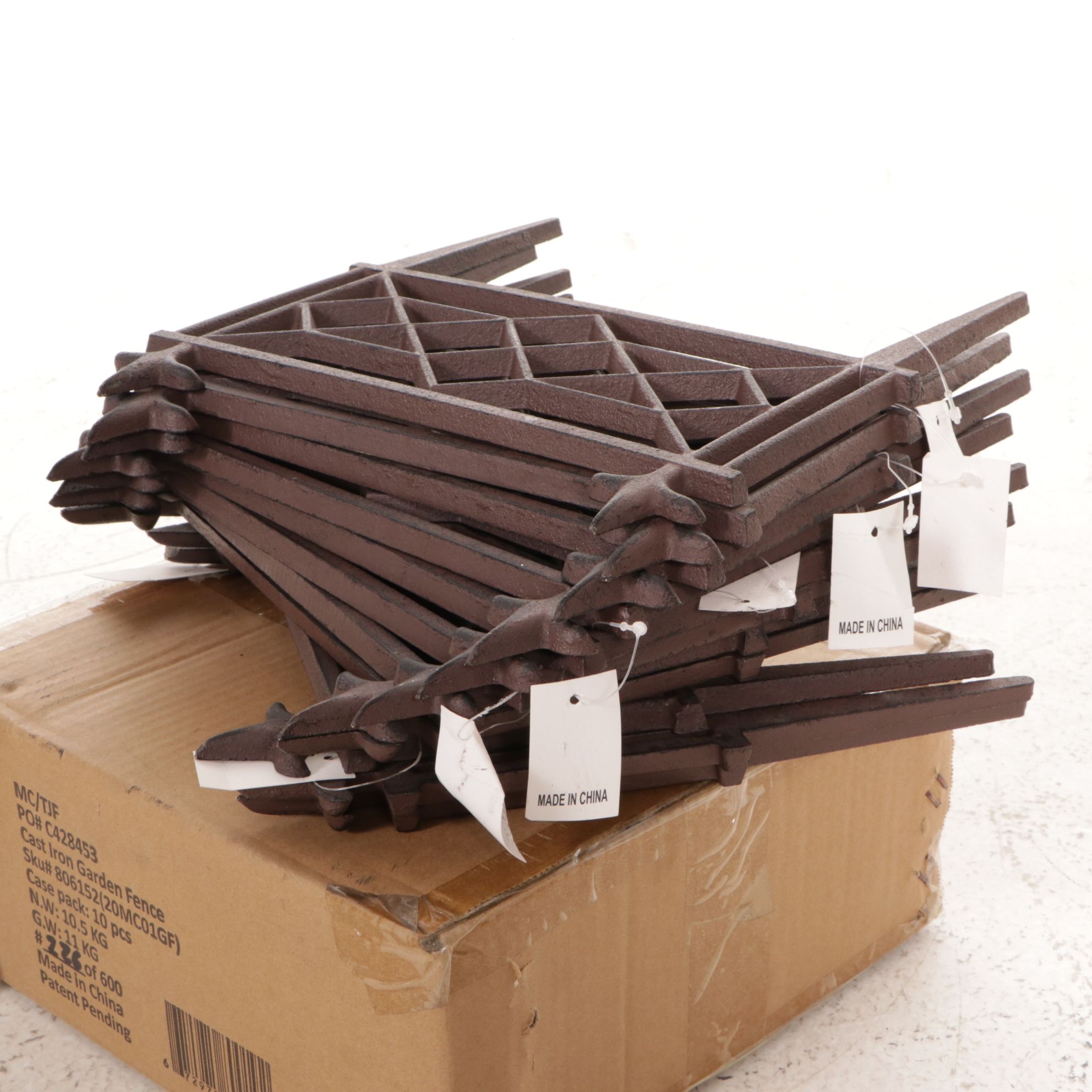 Cast Iron Garden Edging Fence, 20 Pieces