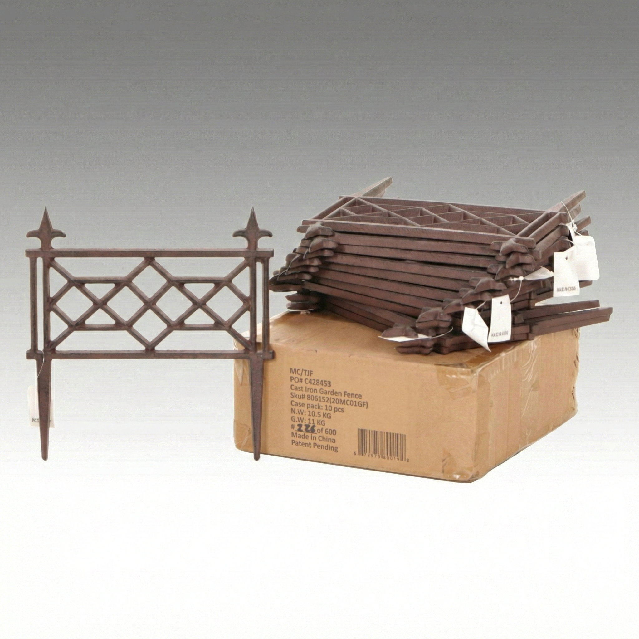 Cast Iron Garden Edging Fence, 20 Pieces