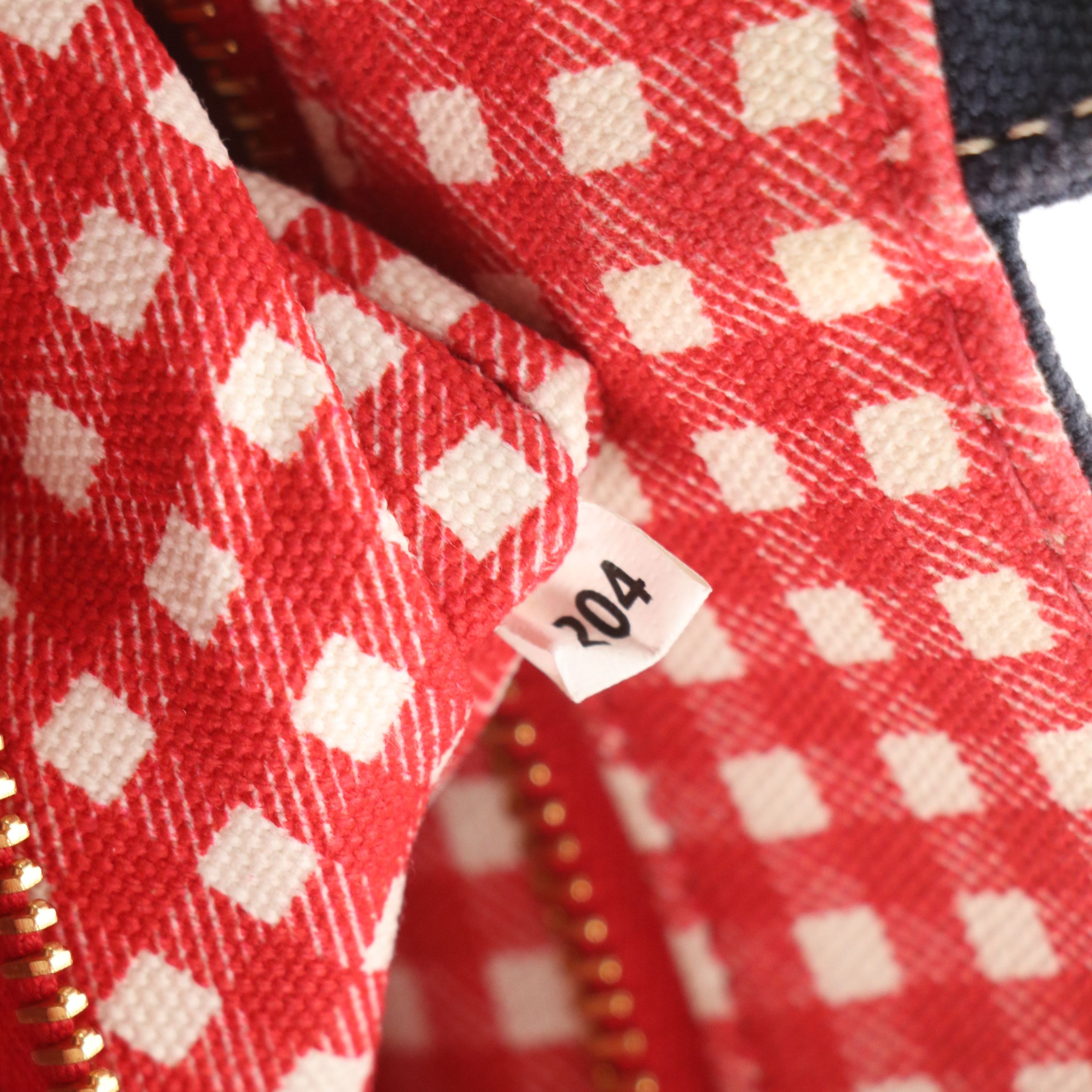 Prada Small Navy Canapa Canvas Two-Way Tote with Picnic Gingham Lining