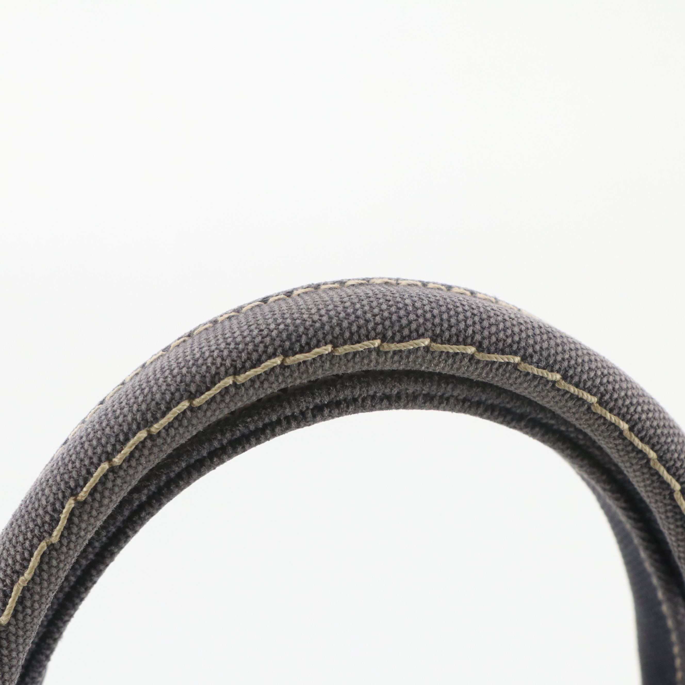 Prada Small Navy Canapa Canvas Two-Way Tote with Picnic Gingham Lining