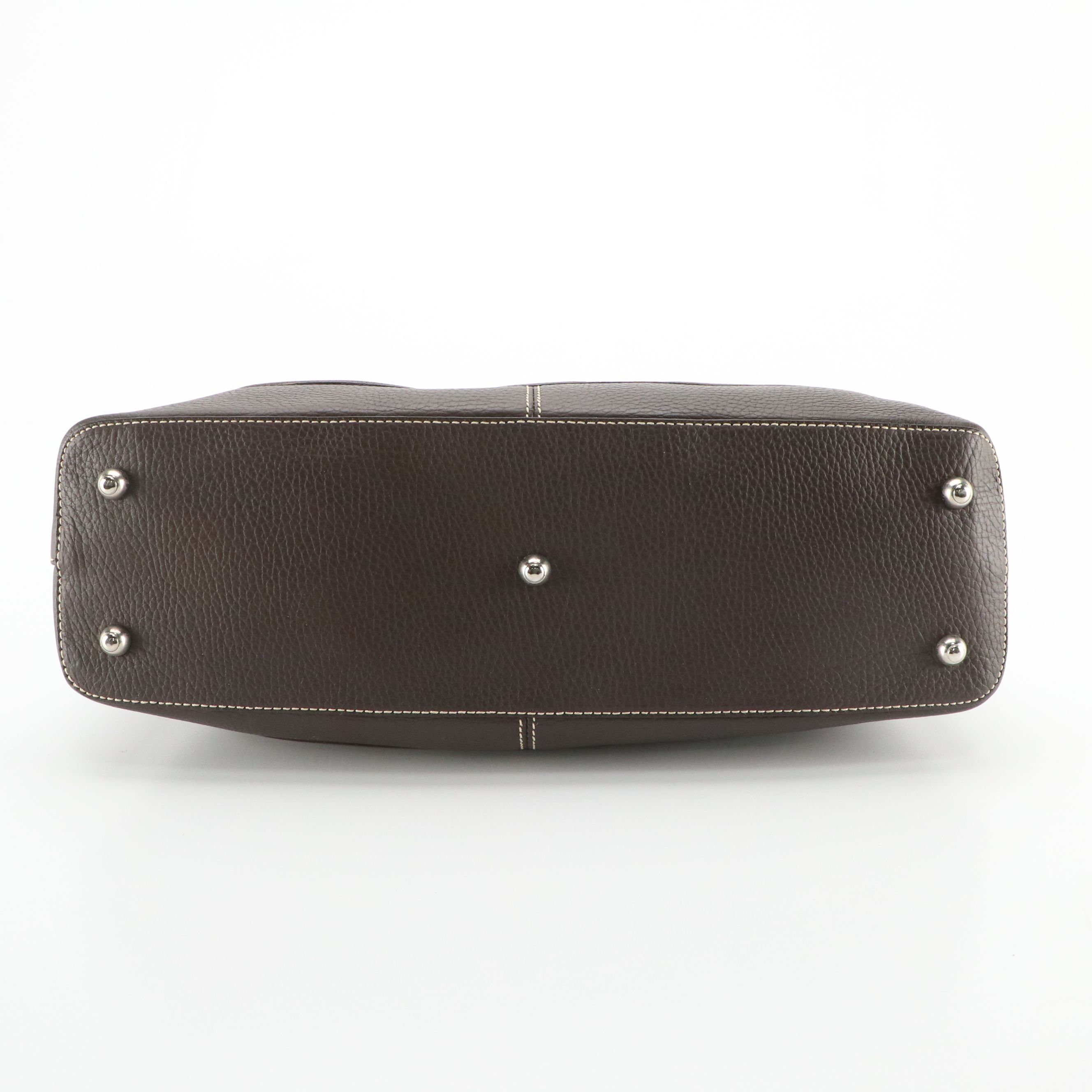 Tod's Buckle Flap Satchel in Dark Brown Grained Calf Leather