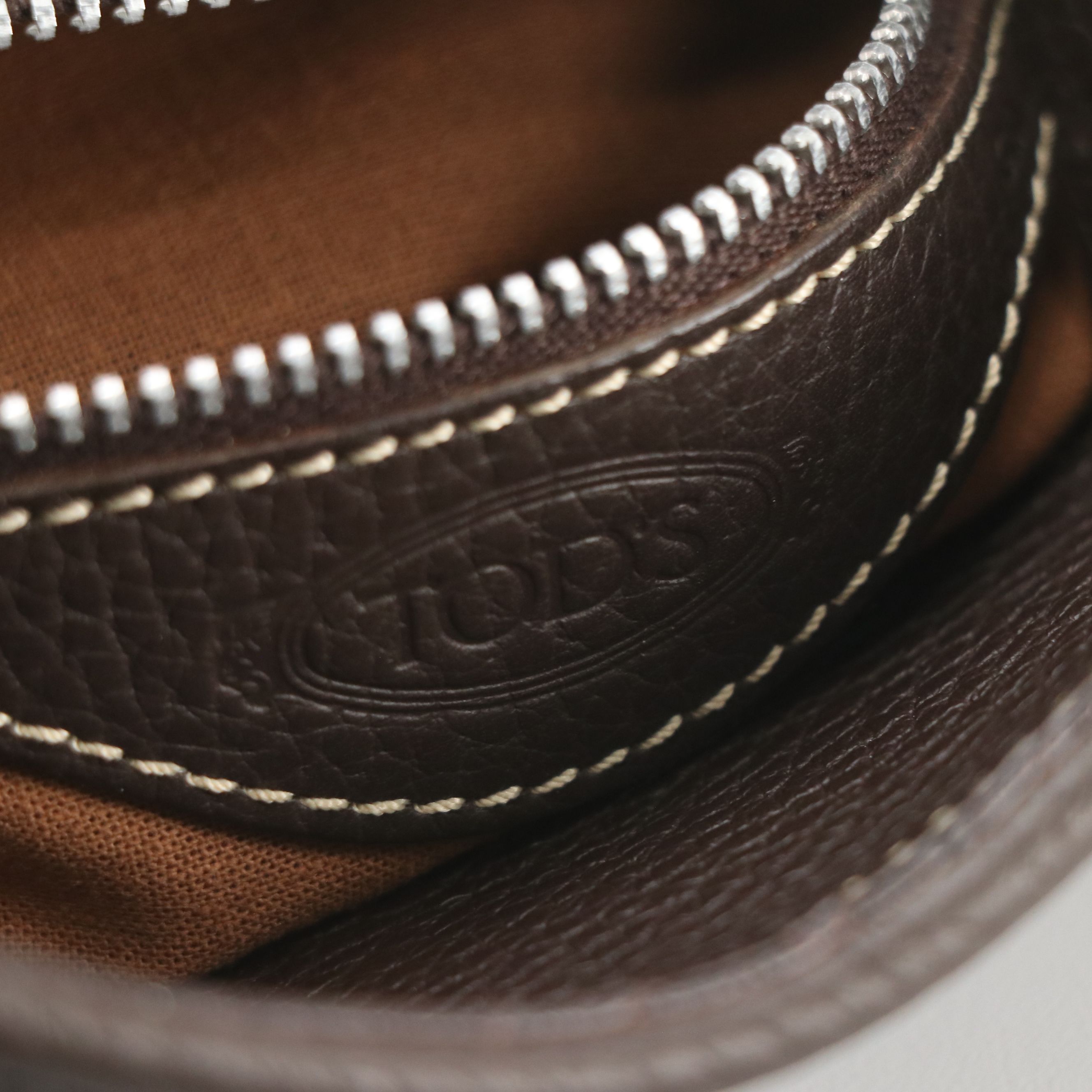 Tod's Buckle Flap Satchel in Dark Brown Grained Calf Leather