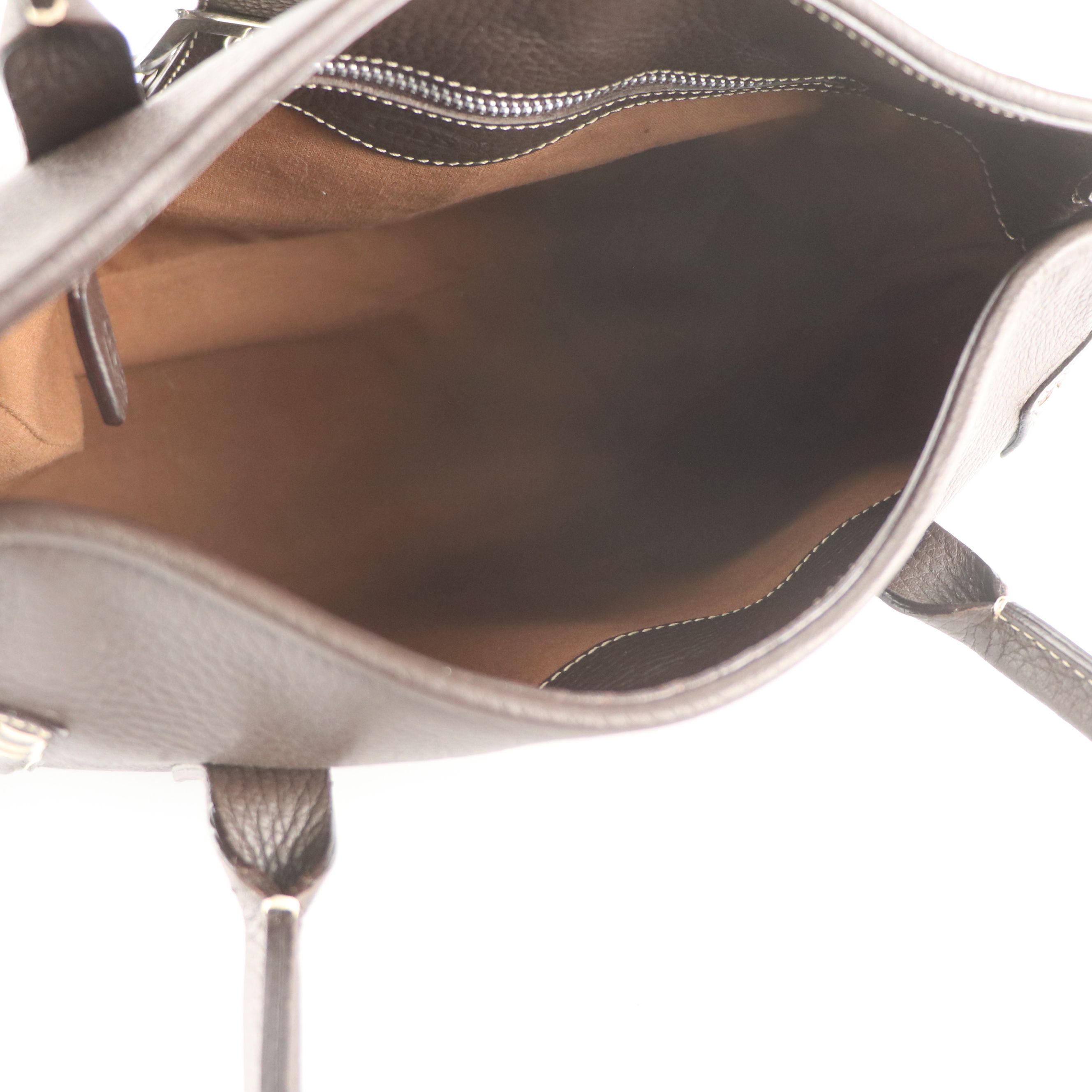 Tod's Buckle Flap Satchel in Dark Brown Grained Calf Leather