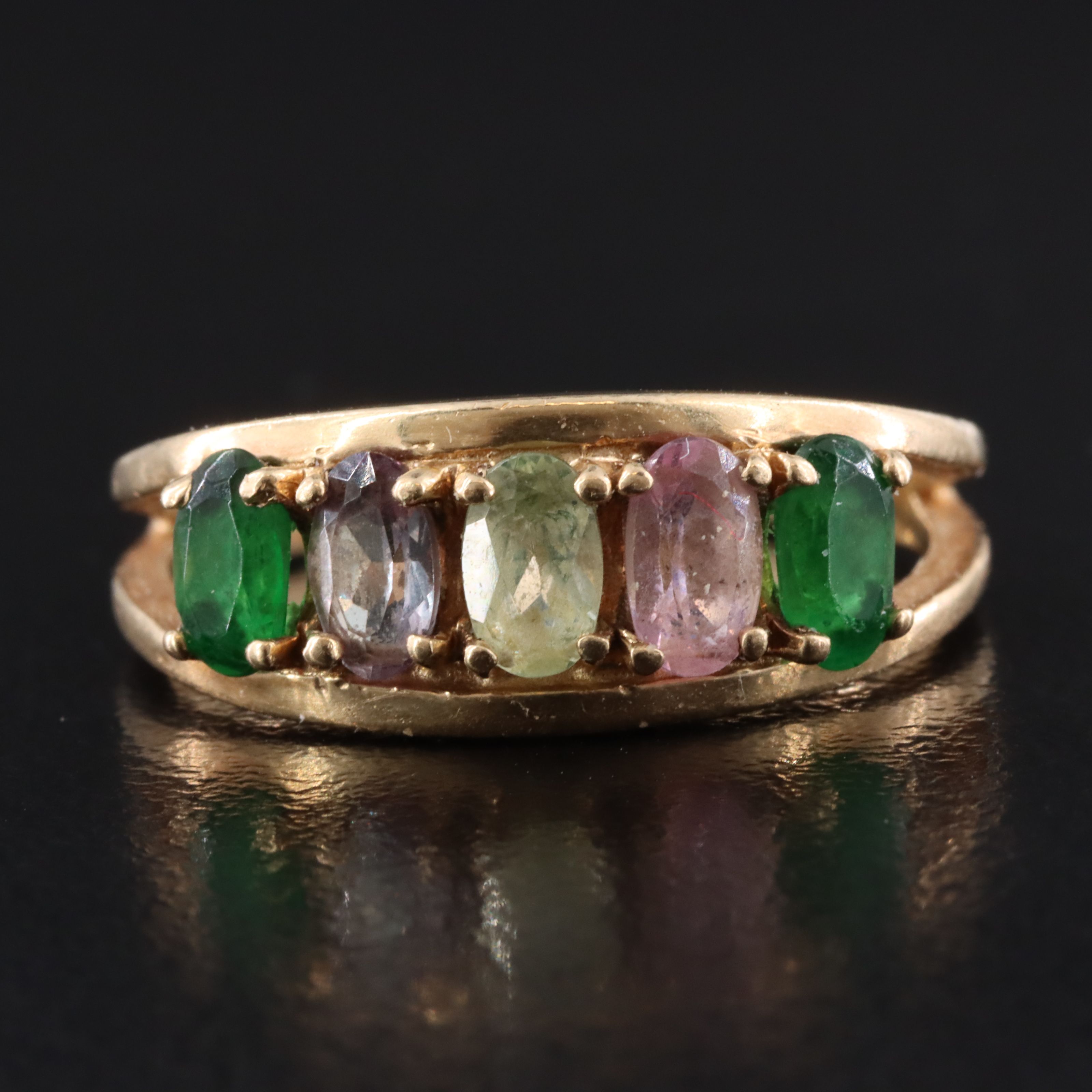 10K Multi-Stone Ring with Multicolored Gemstones