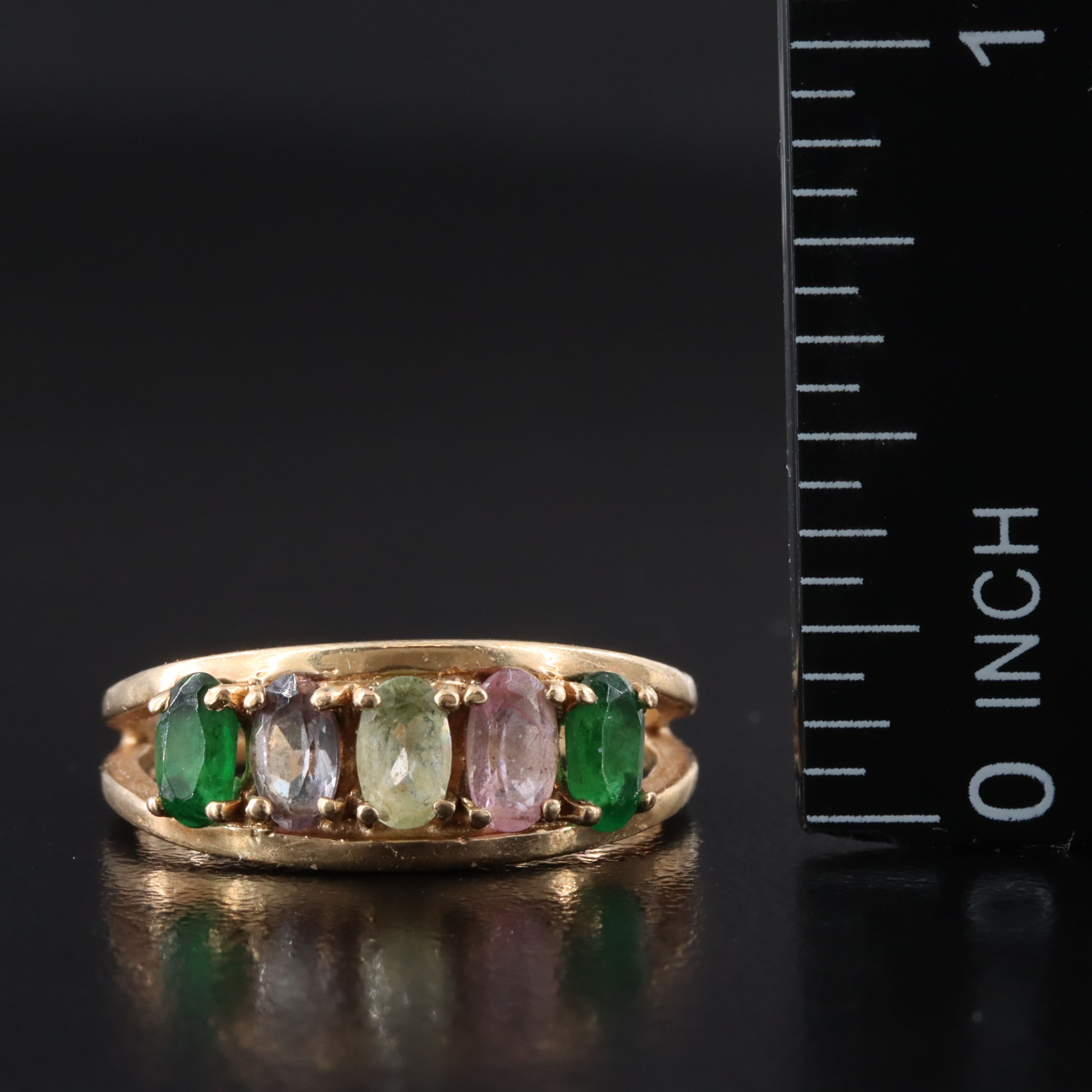 10K Multi-Stone Ring with Multicolored Gemstones