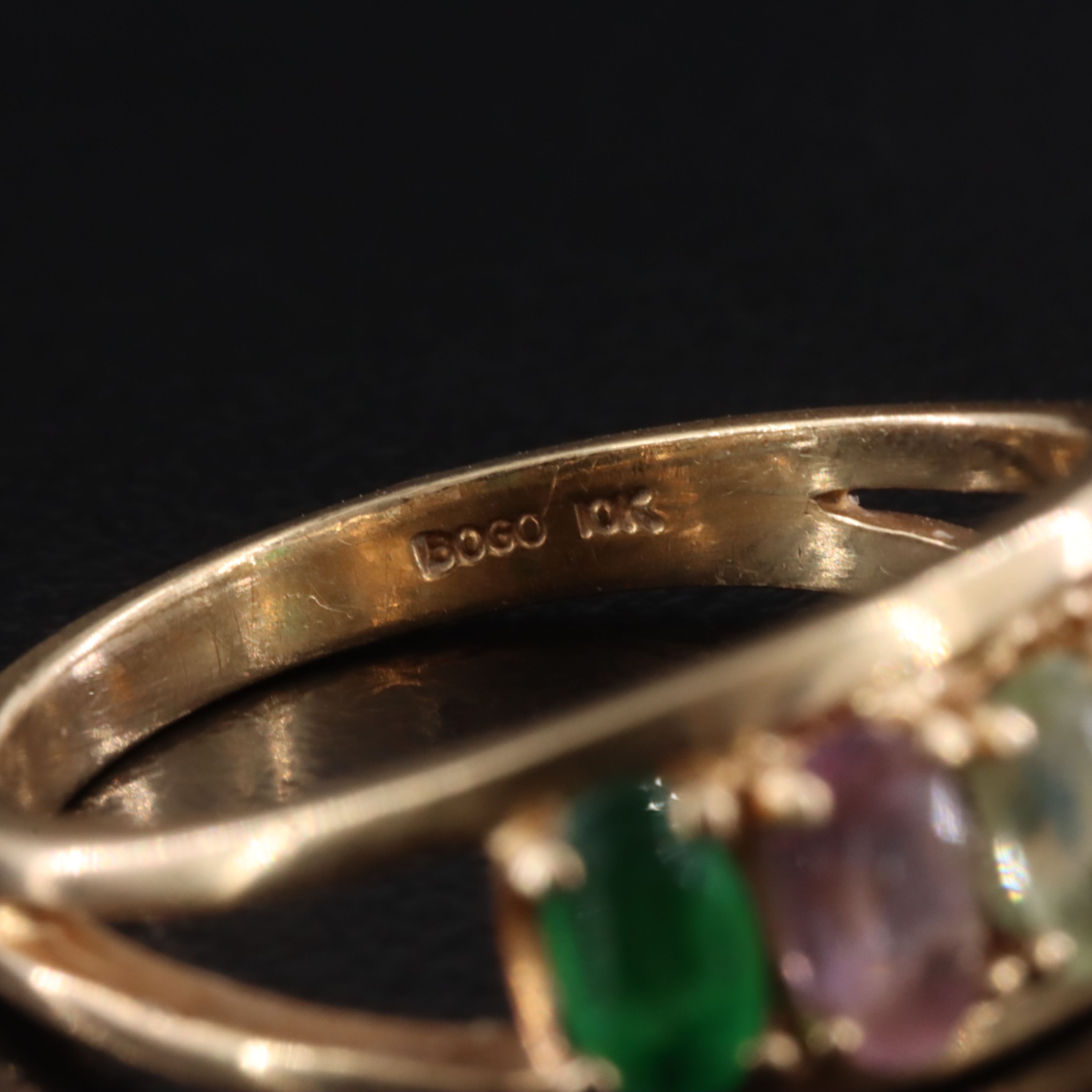 10K Multi-Stone Ring with Multicolored Gemstones