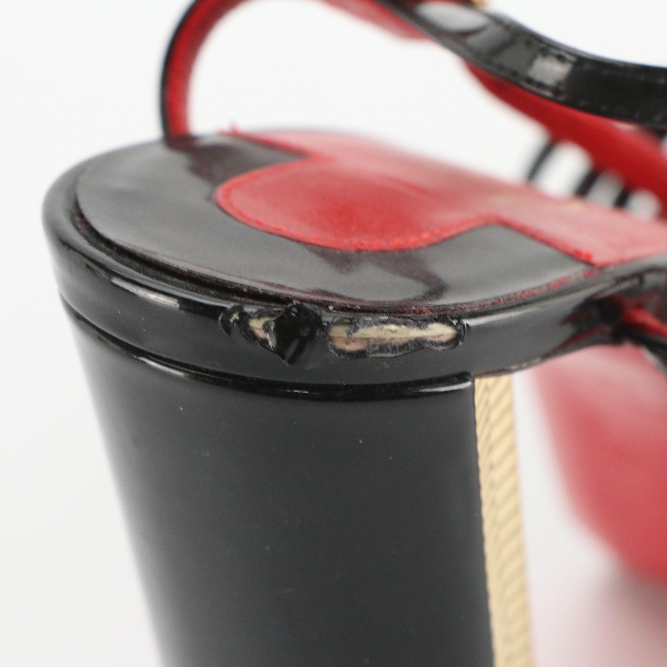 Christian Louboutin Criss-Cross Peep Toe Pumps in Black Patent Leather