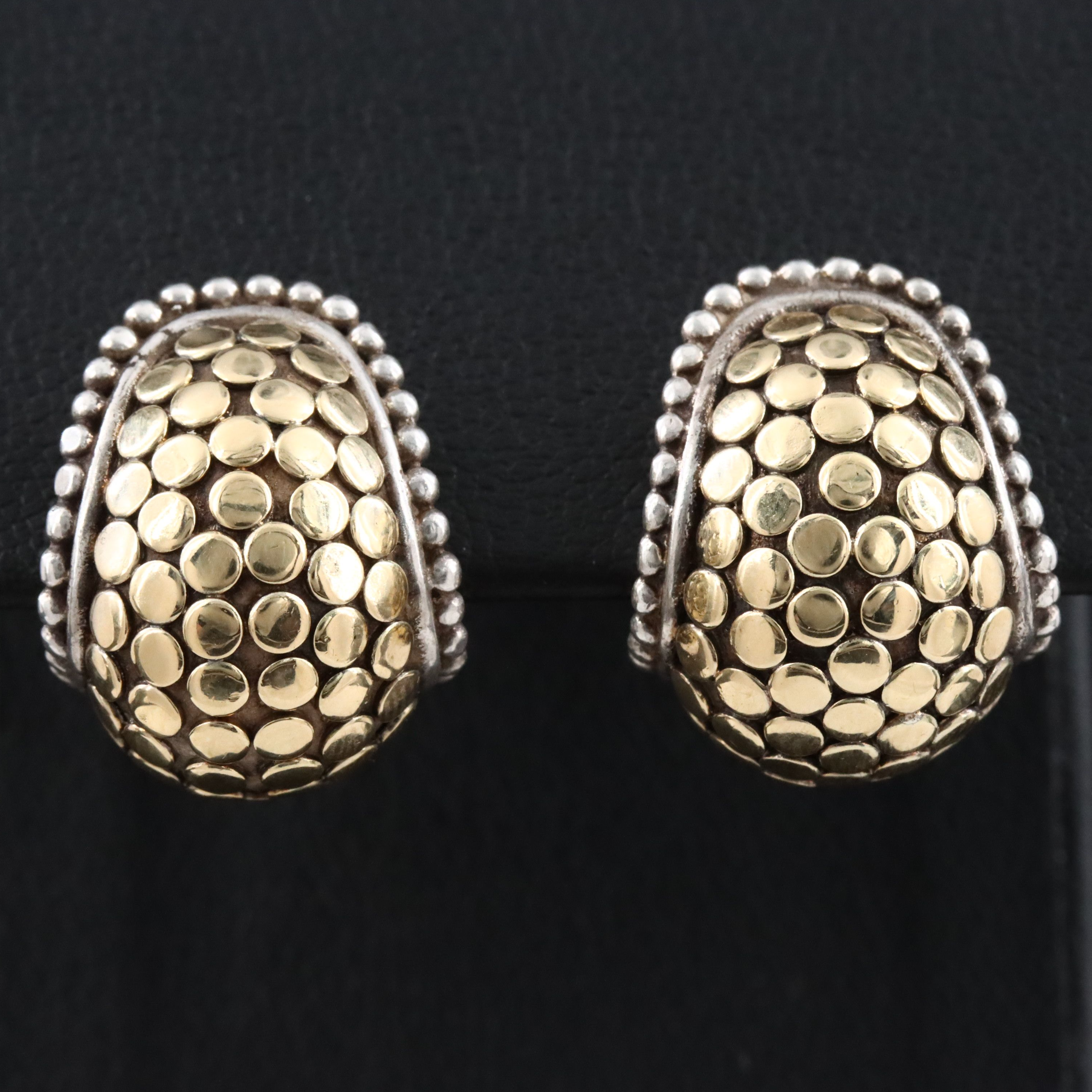 John Hardy Dot Sterling and 18K Buddha Belly Earrings