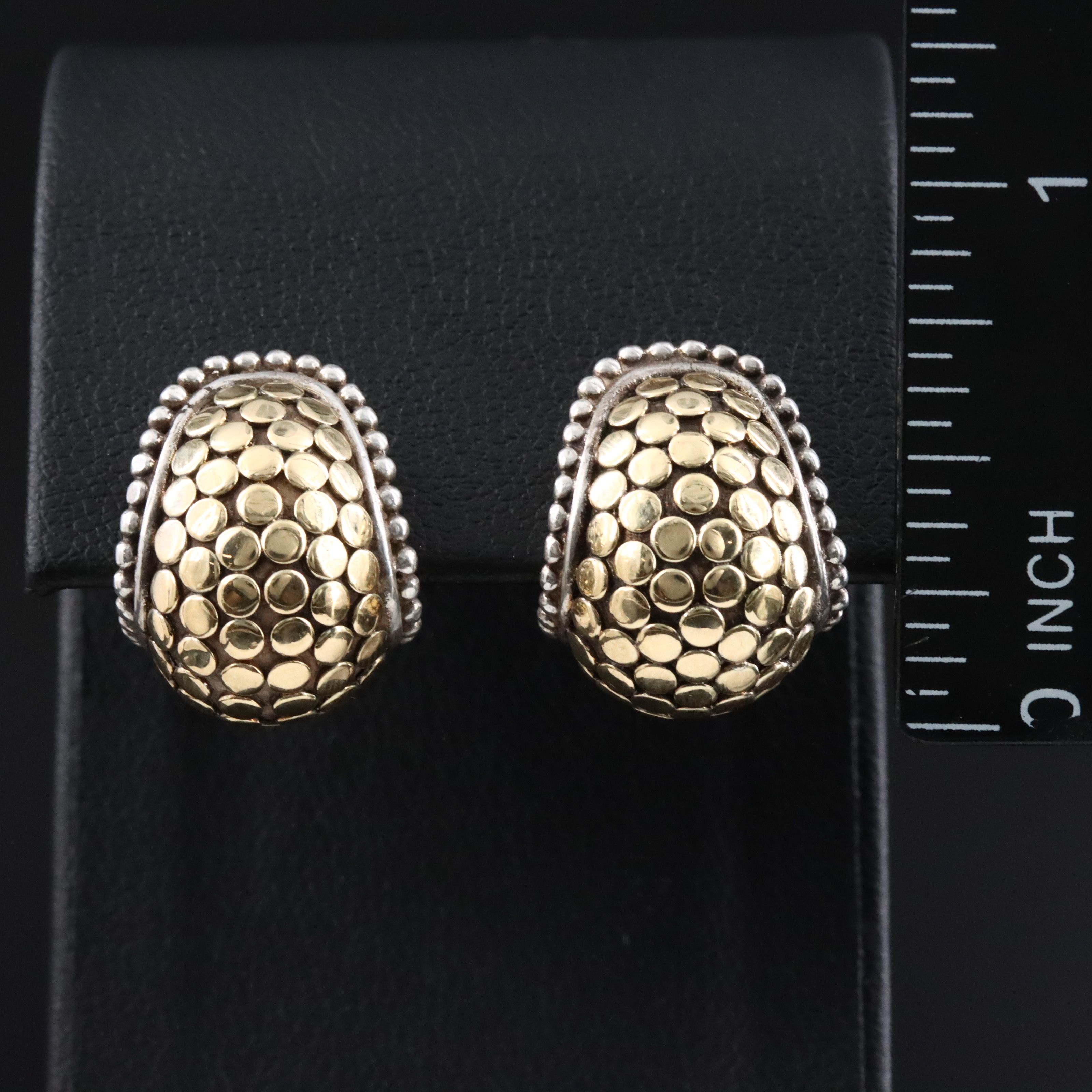 John Hardy Dot Sterling and 18K Buddha Belly Earrings