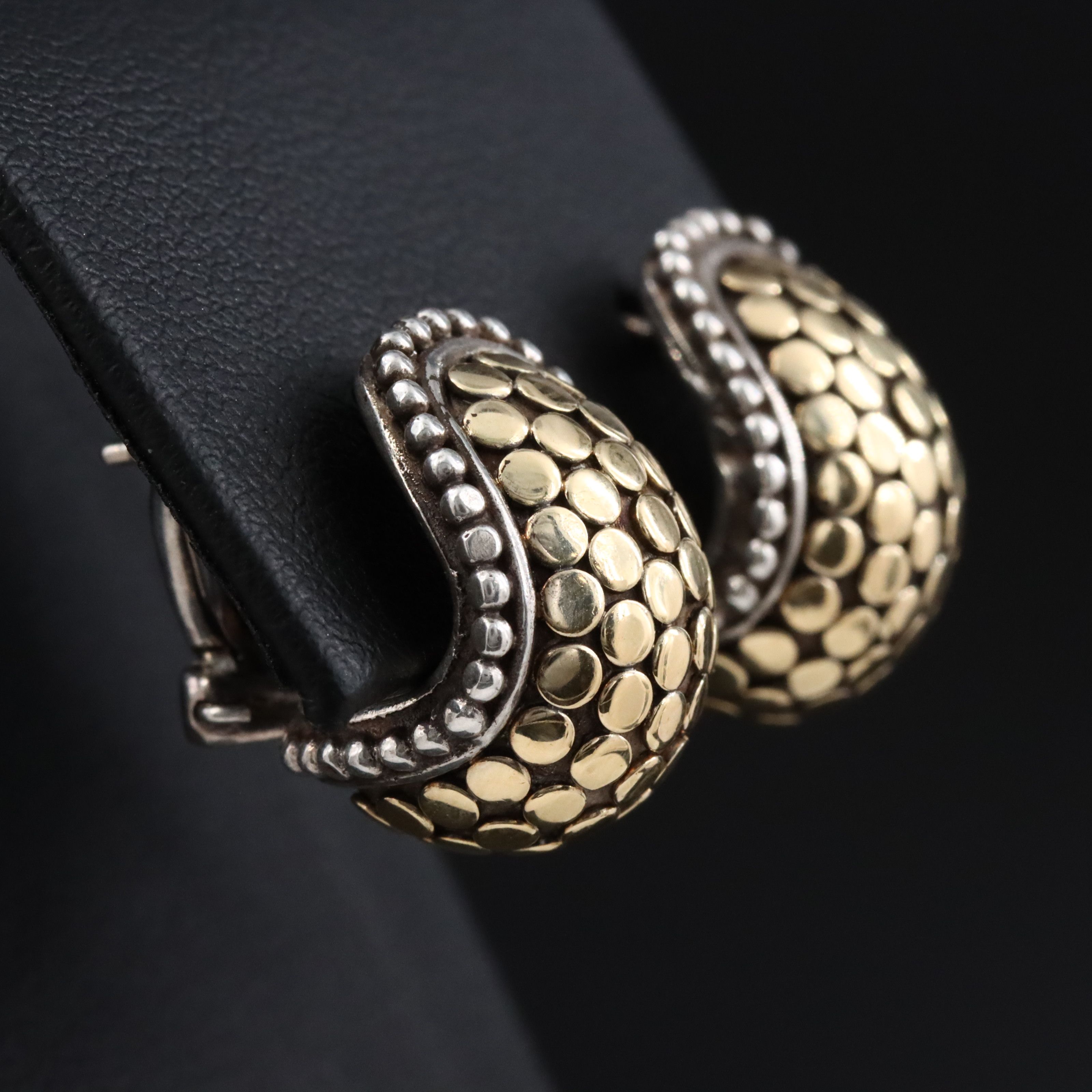 John Hardy Dot Sterling and 18K Buddha Belly Earrings