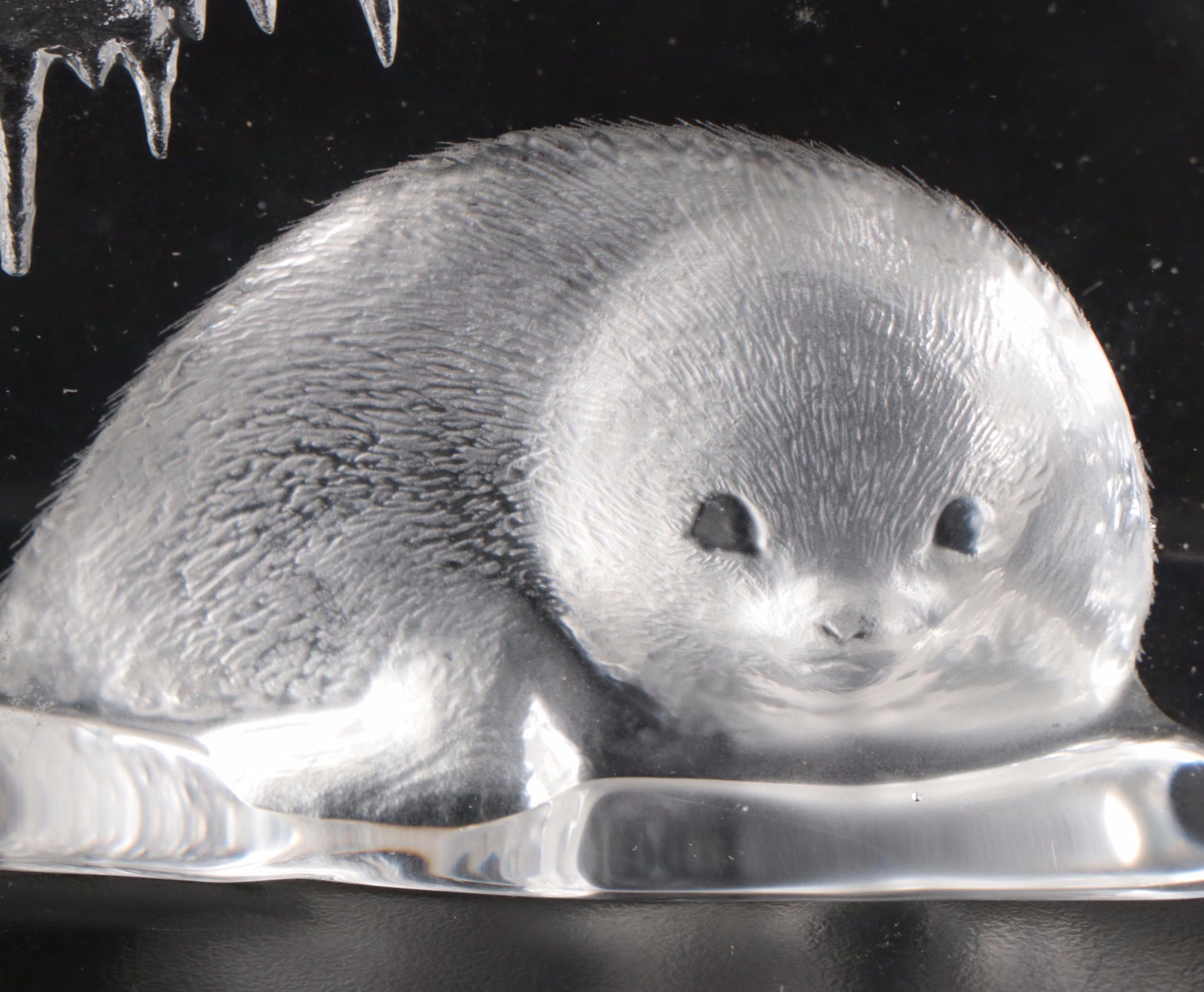 Mats Jonasson Swedish Crystal Arctic Seal Paperweight
