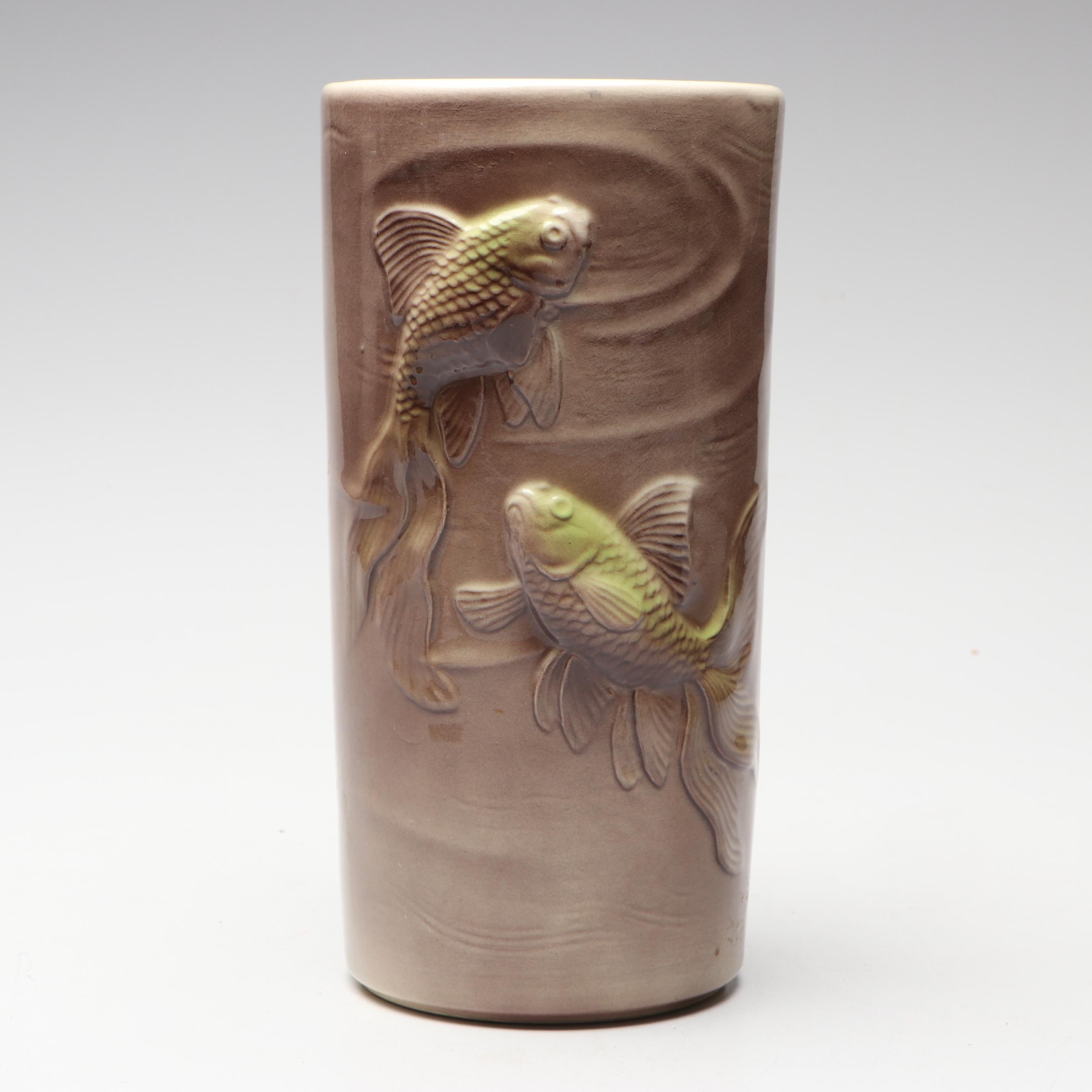 Royal Copley Ceramic Koi Fish Vase, Mid-20th Century
