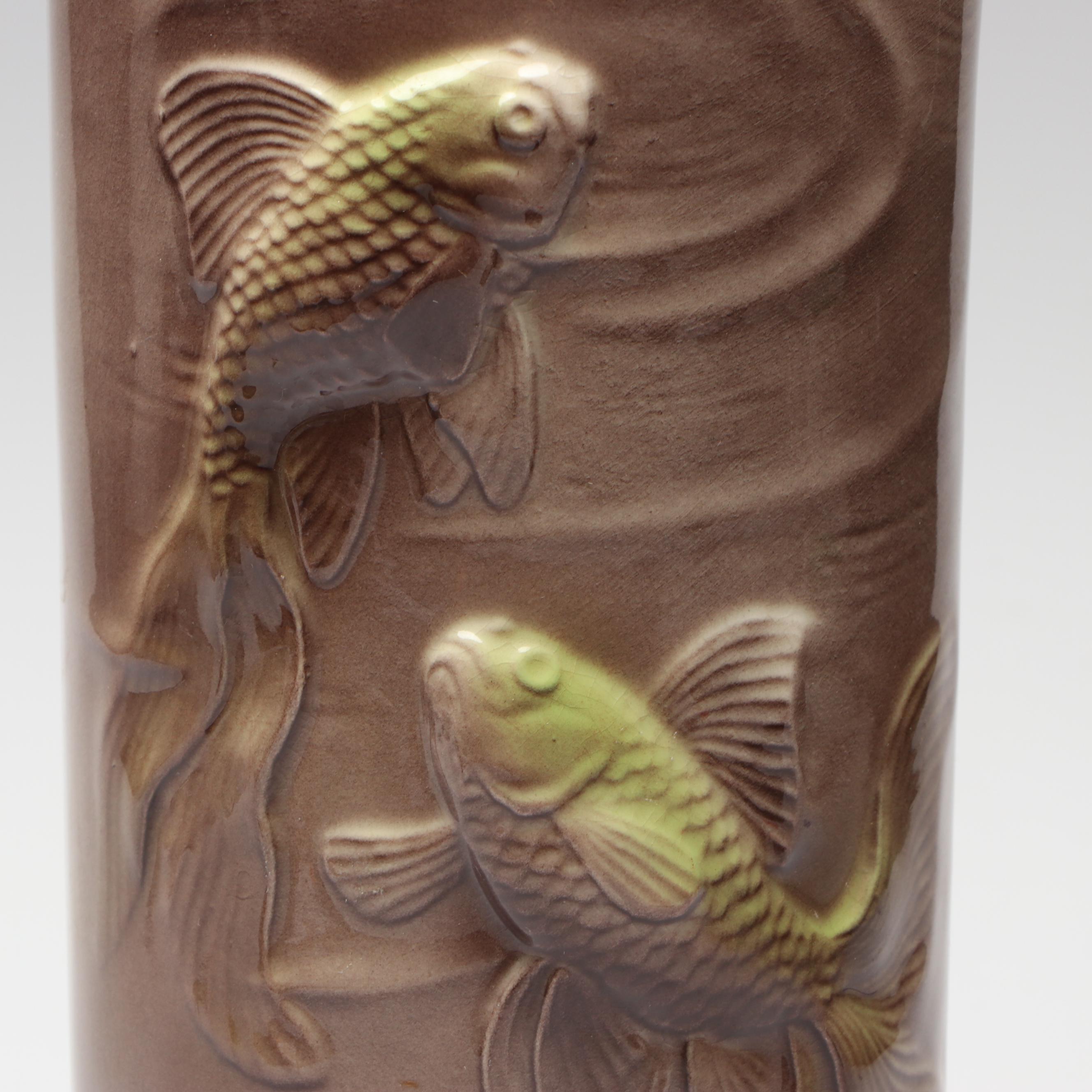 Royal Copley Ceramic Koi Fish Vase, Mid-20th Century
