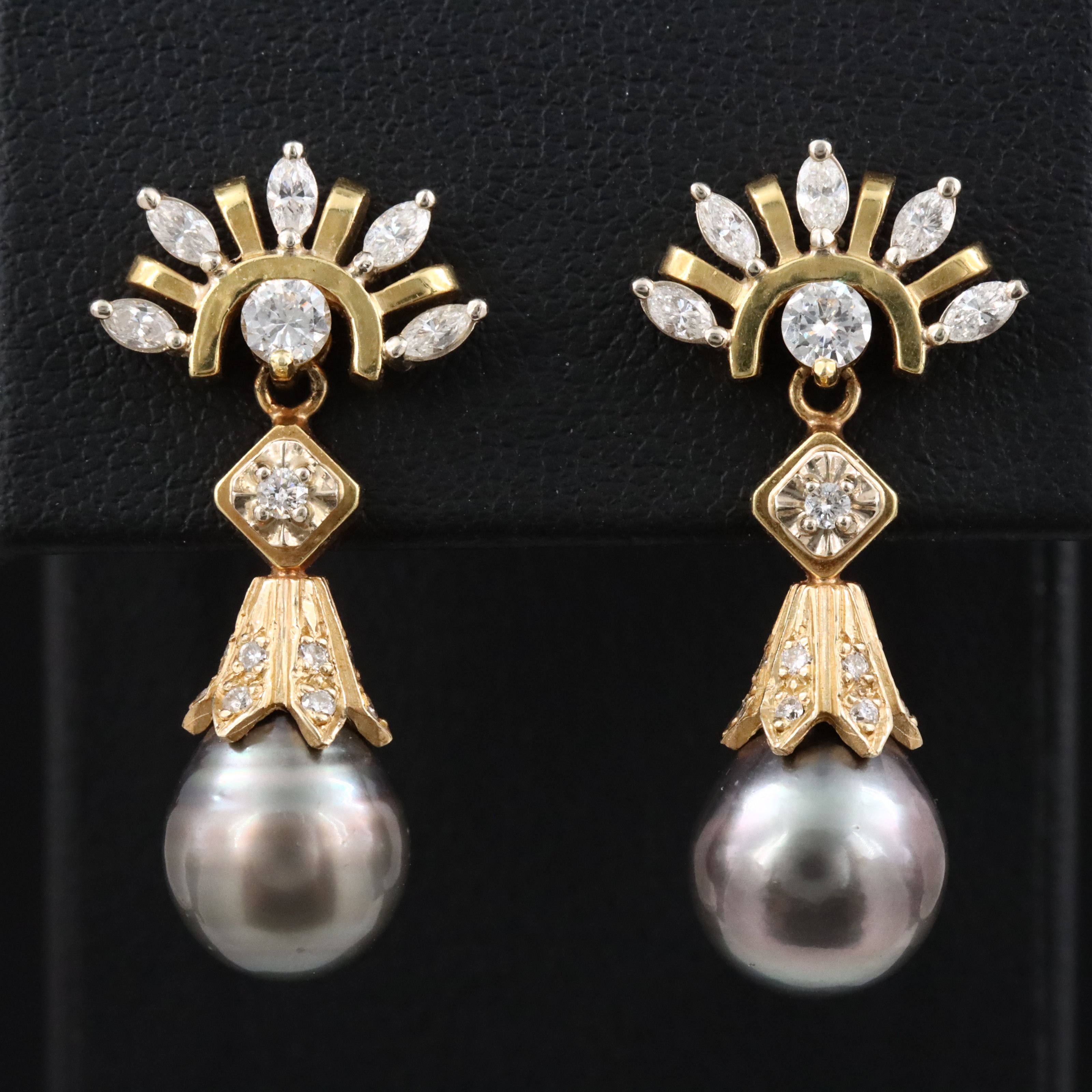 14K Pearl and Diamond Earrings