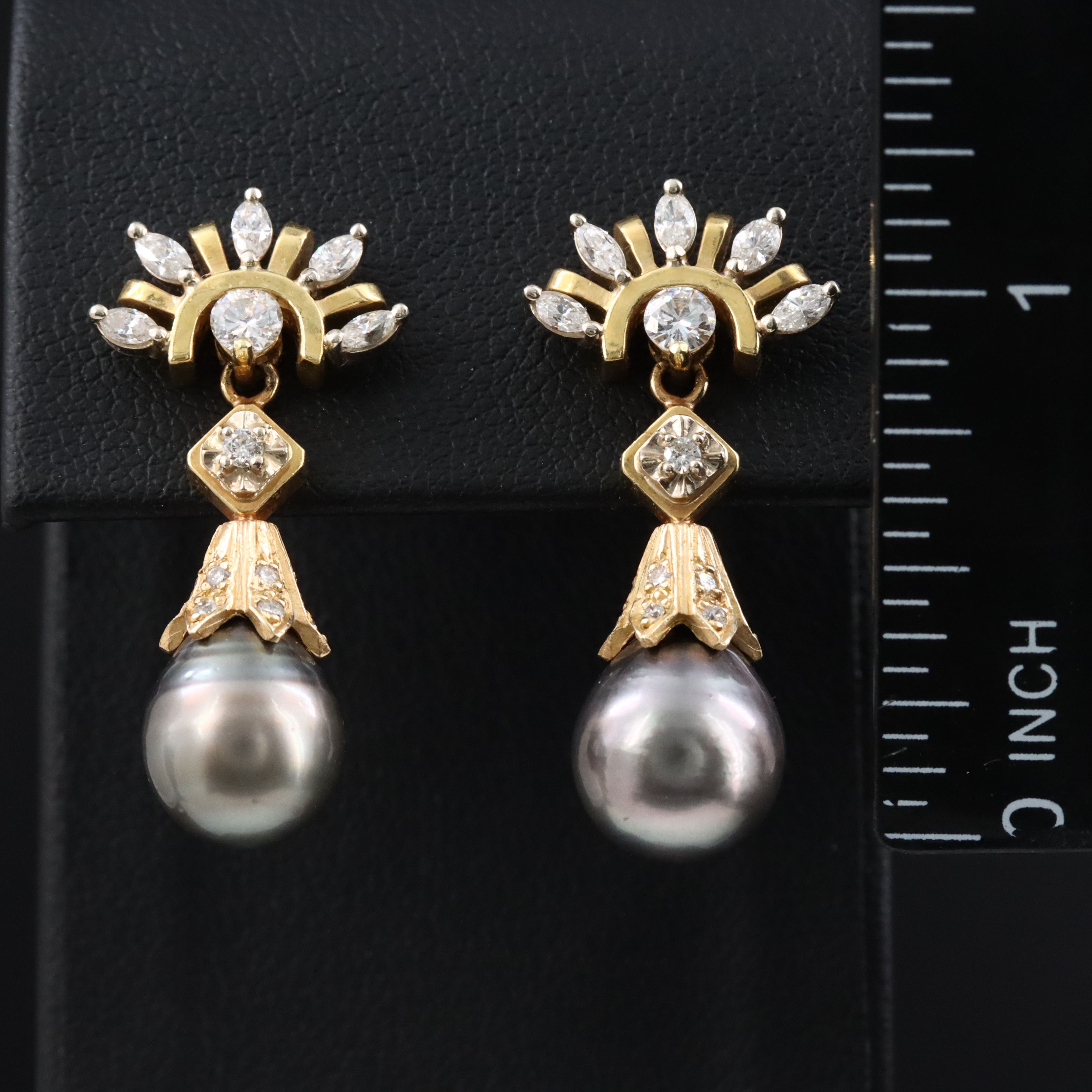 14K Pearl and Diamond Earrings