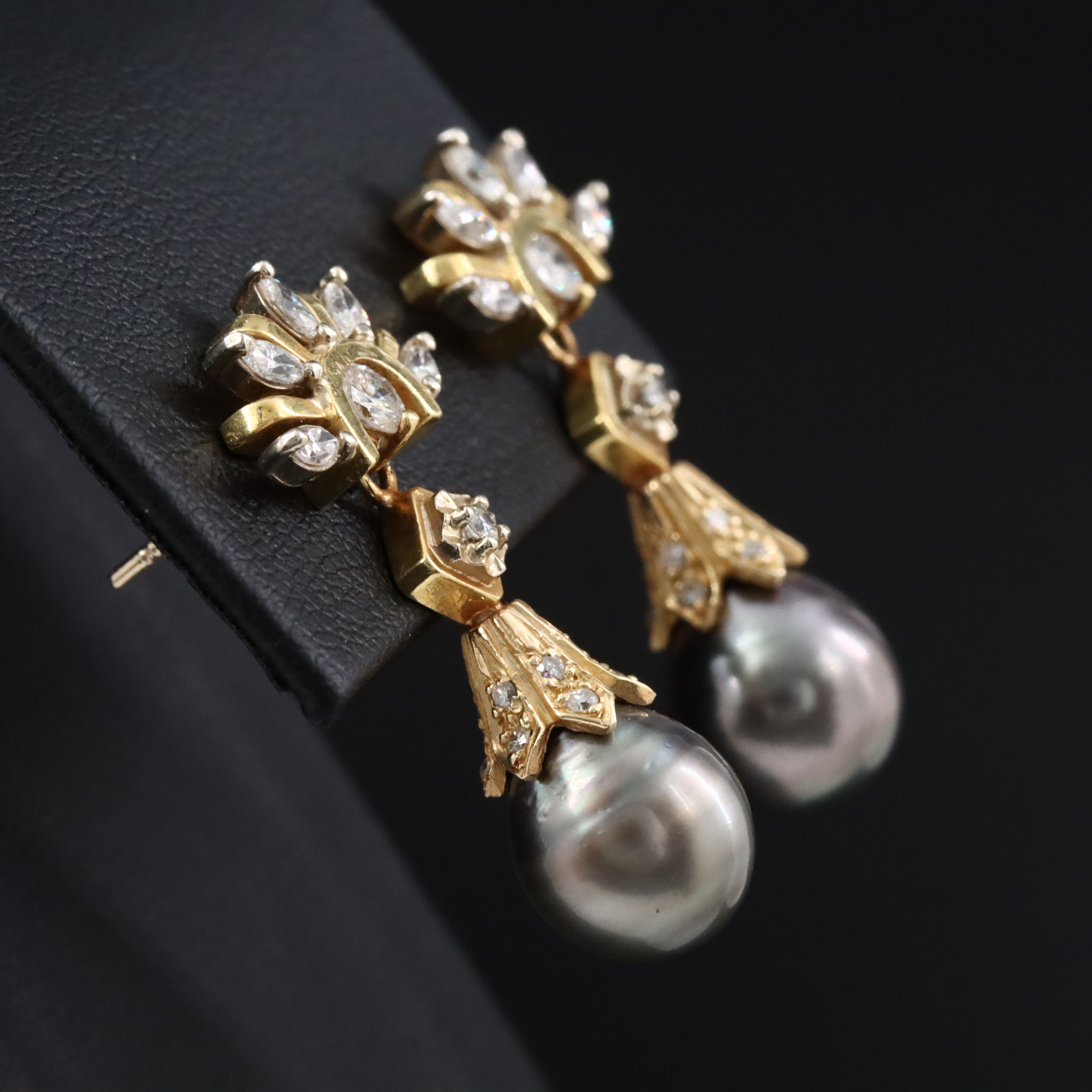 14K Pearl and Diamond Earrings