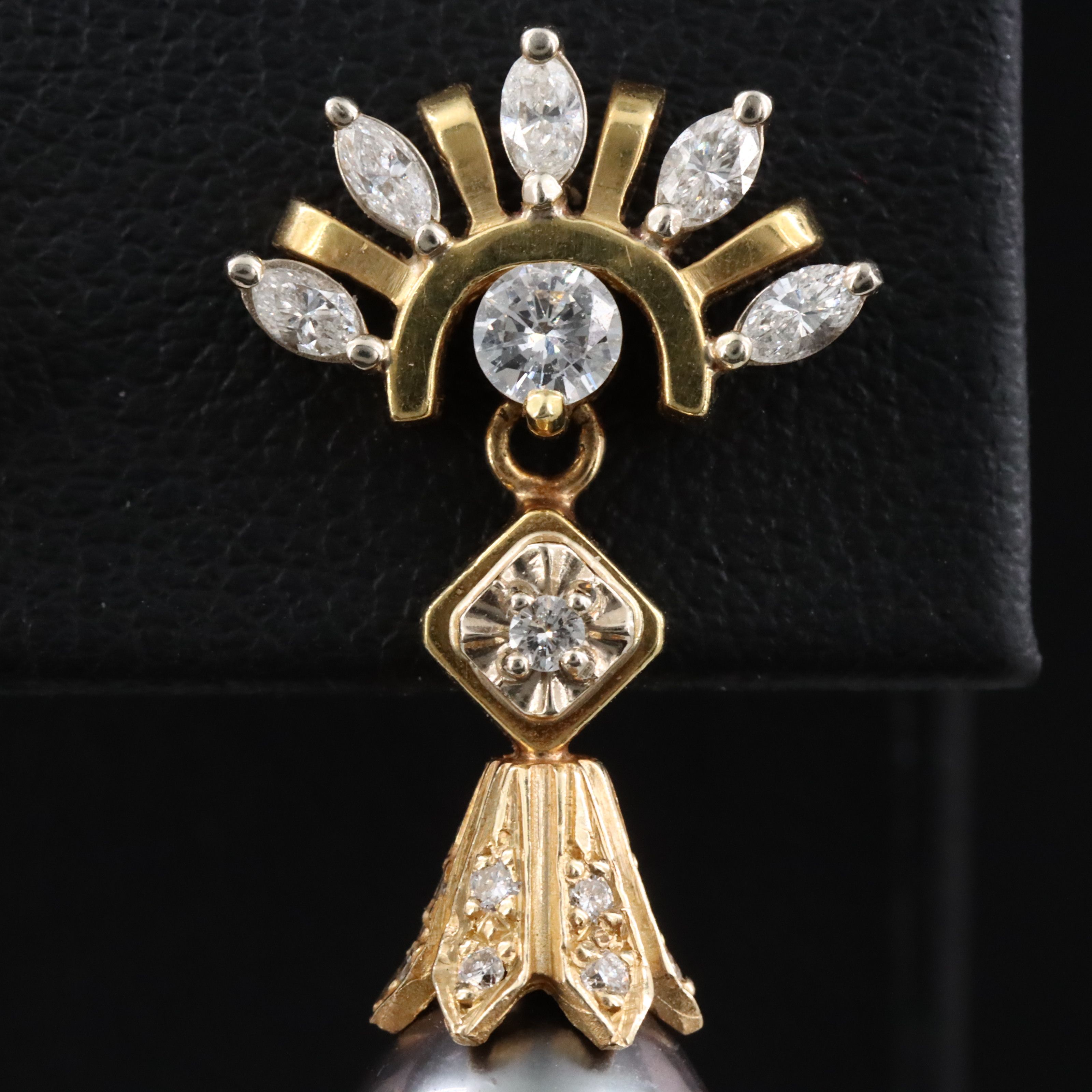 14K Pearl and Diamond Earrings