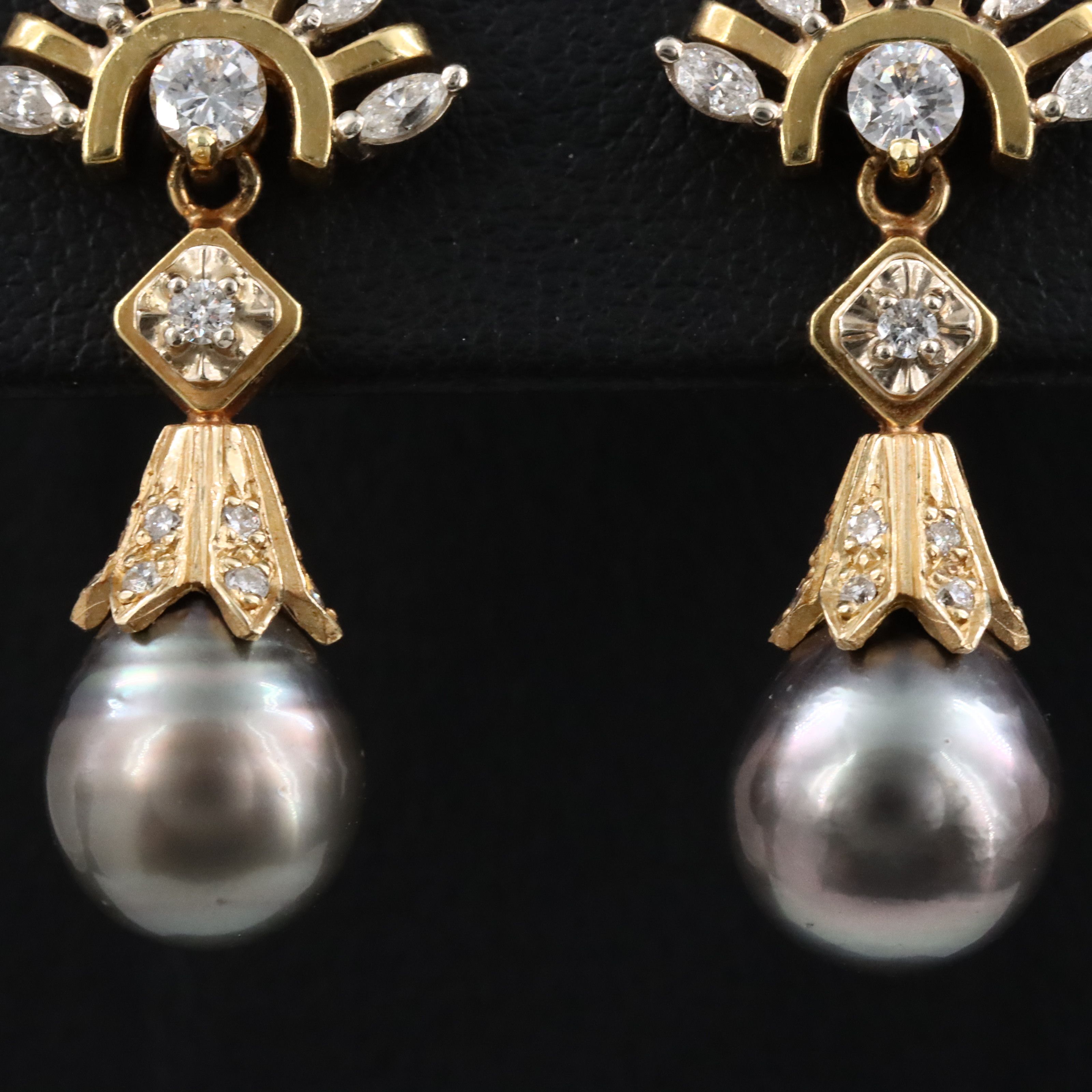 14K Pearl and Diamond Earrings