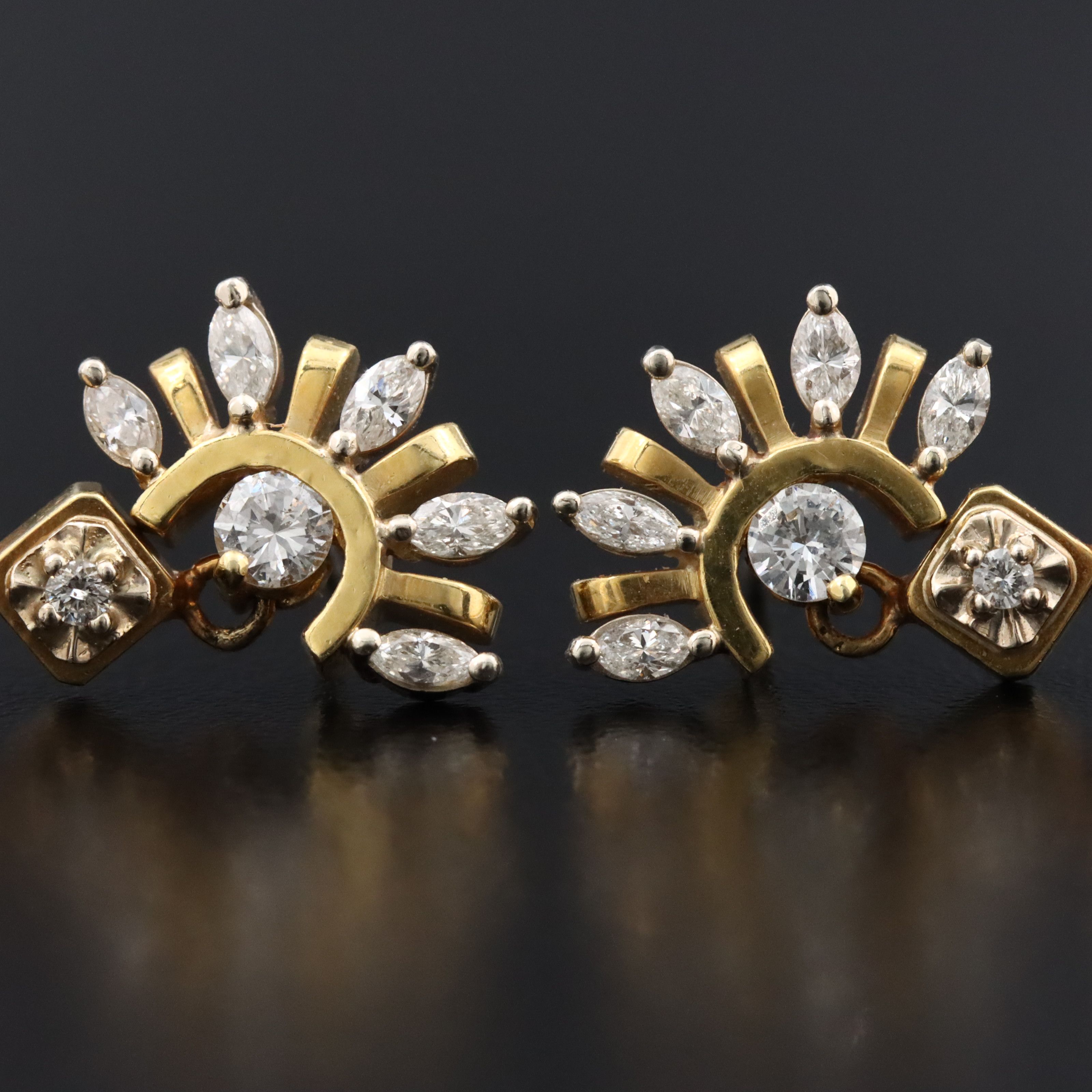 14K Pearl and Diamond Earrings