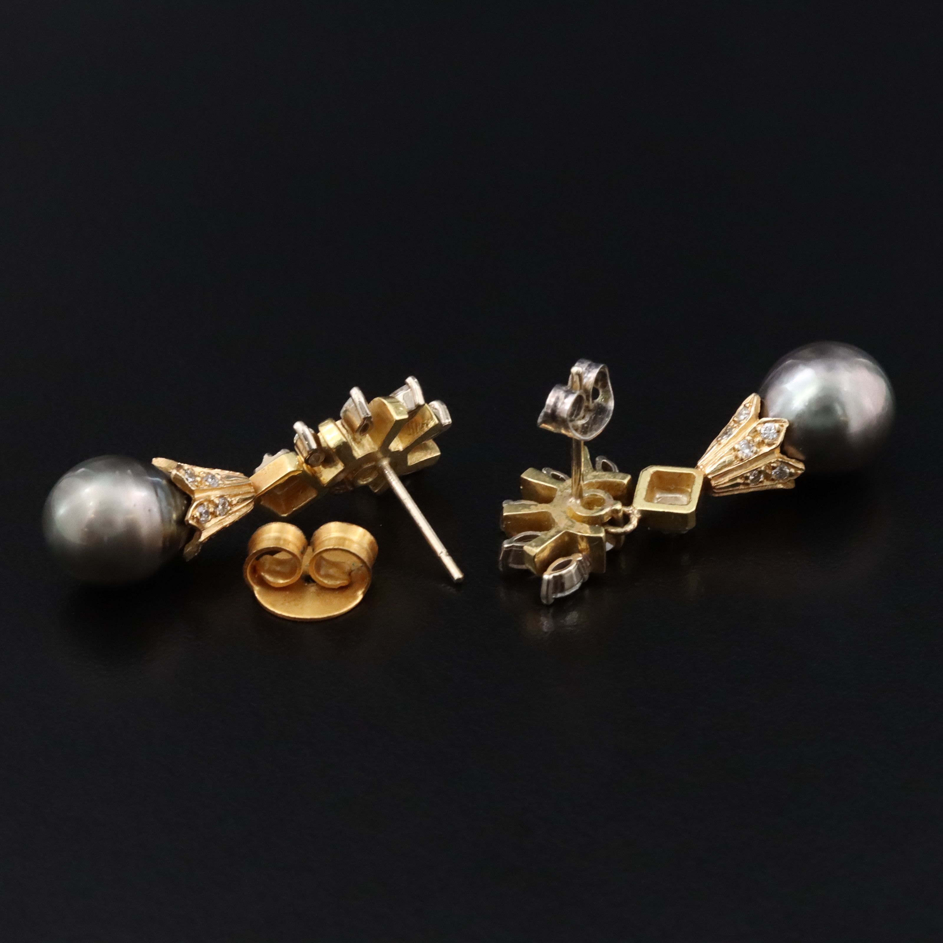14K Pearl and Diamond Earrings