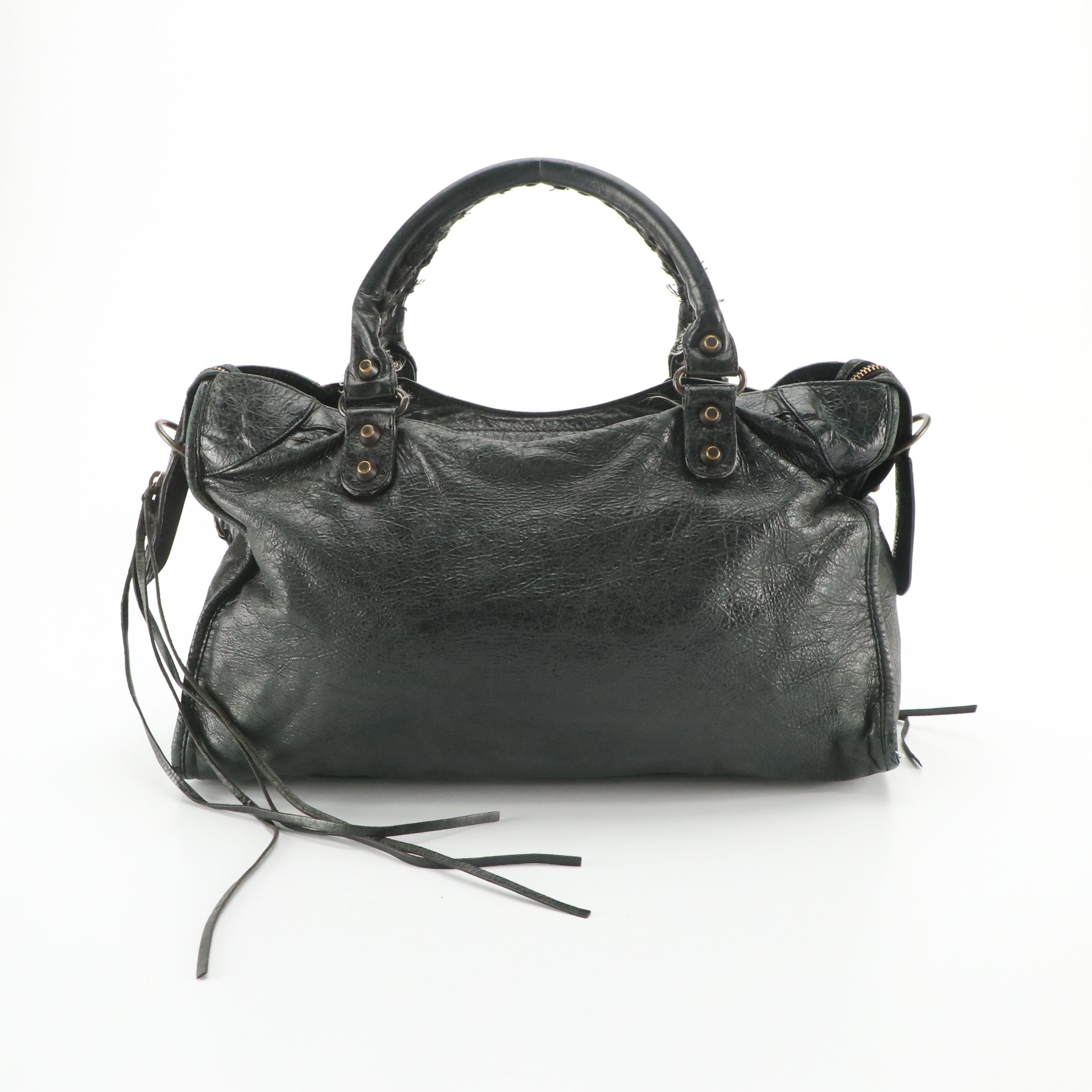 Balenciaga Le City Two-Way Bag in Black Distressed Lambskin Leather