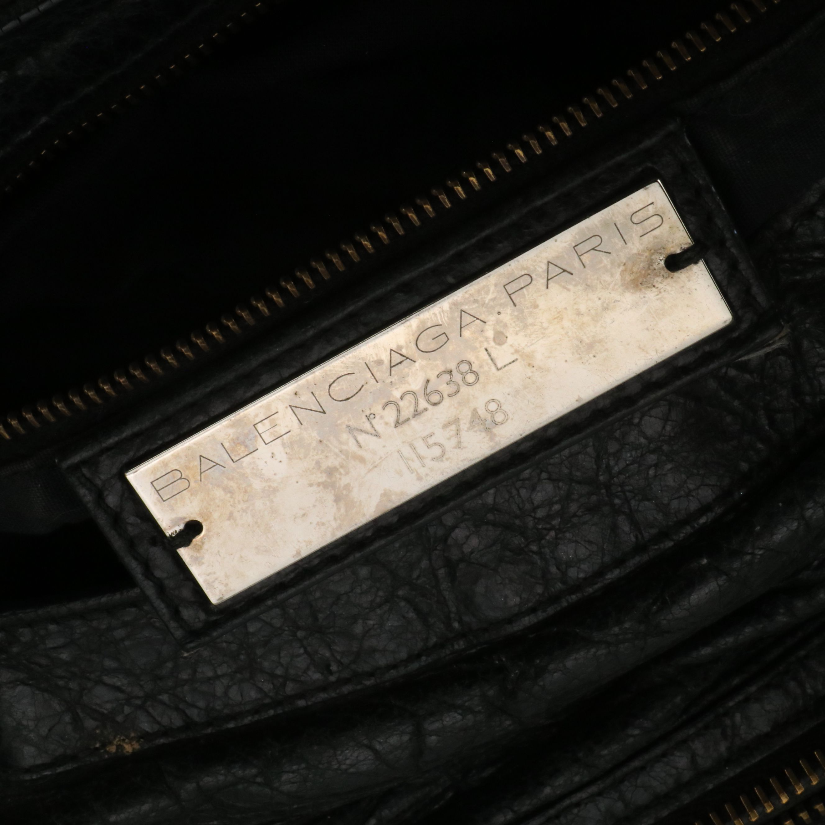 Balenciaga Le City Two-Way Bag in Black Distressed Lambskin Leather