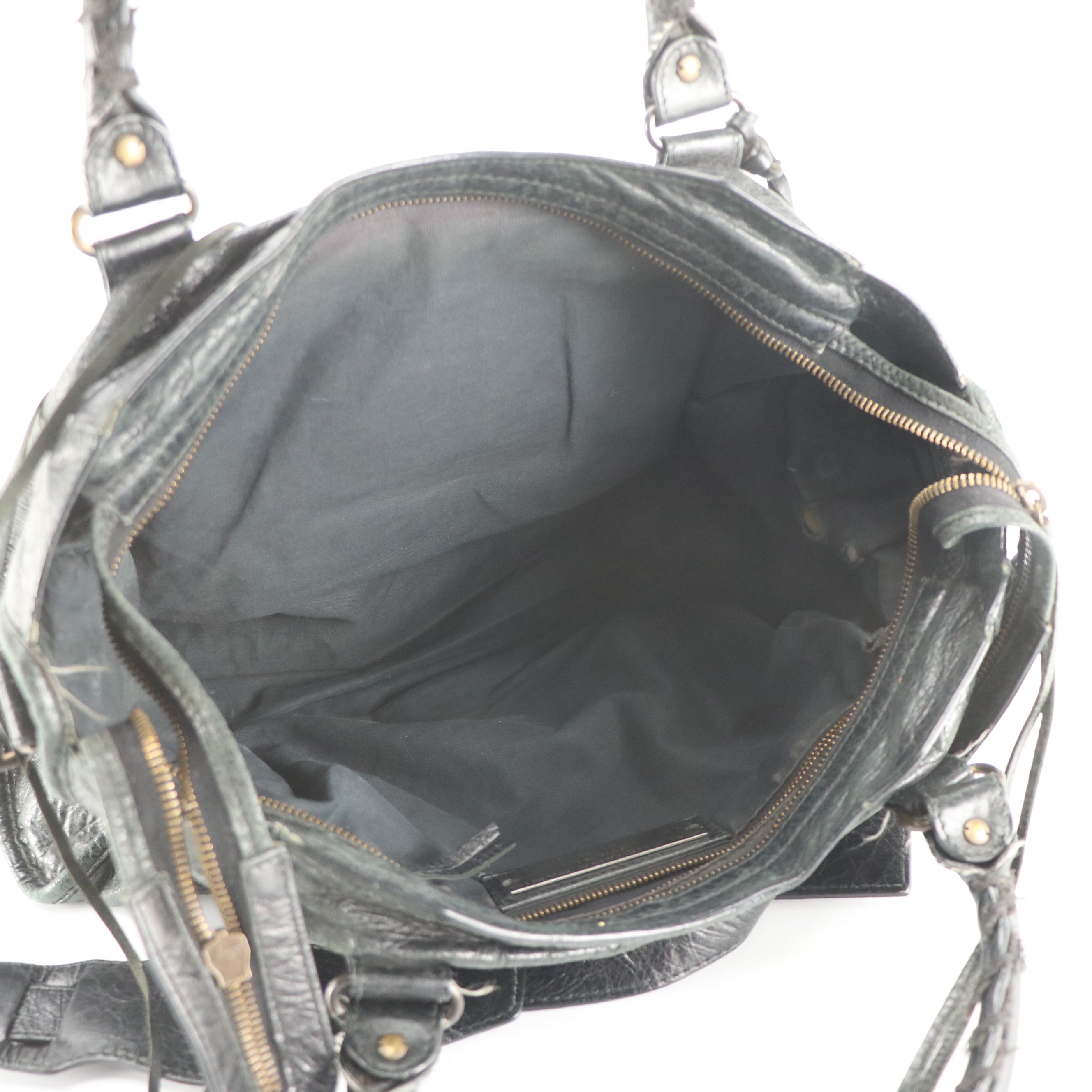 Balenciaga Le City Two-Way Bag in Black Distressed Lambskin Leather