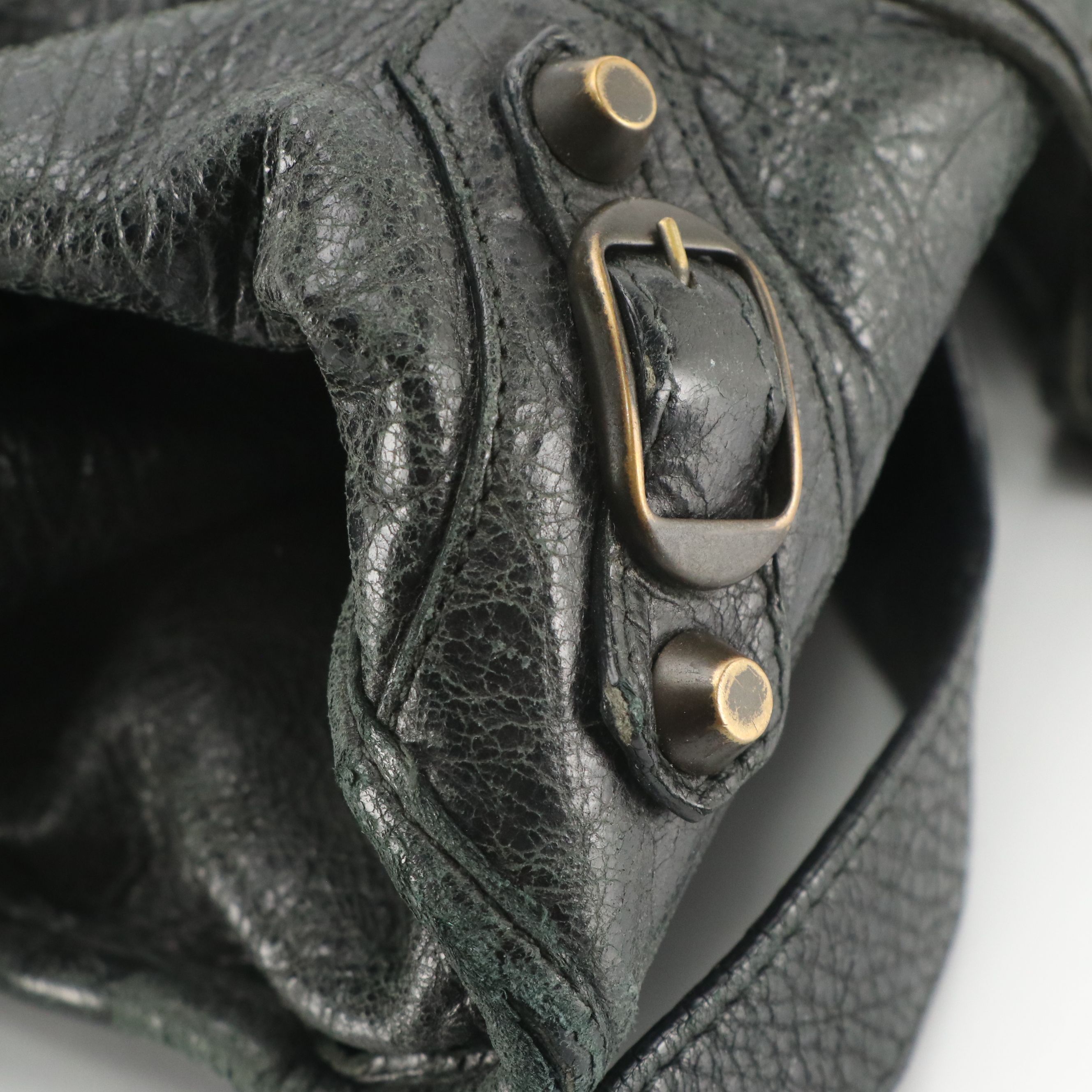 Balenciaga Le City Two-Way Bag in Black Distressed Lambskin Leather