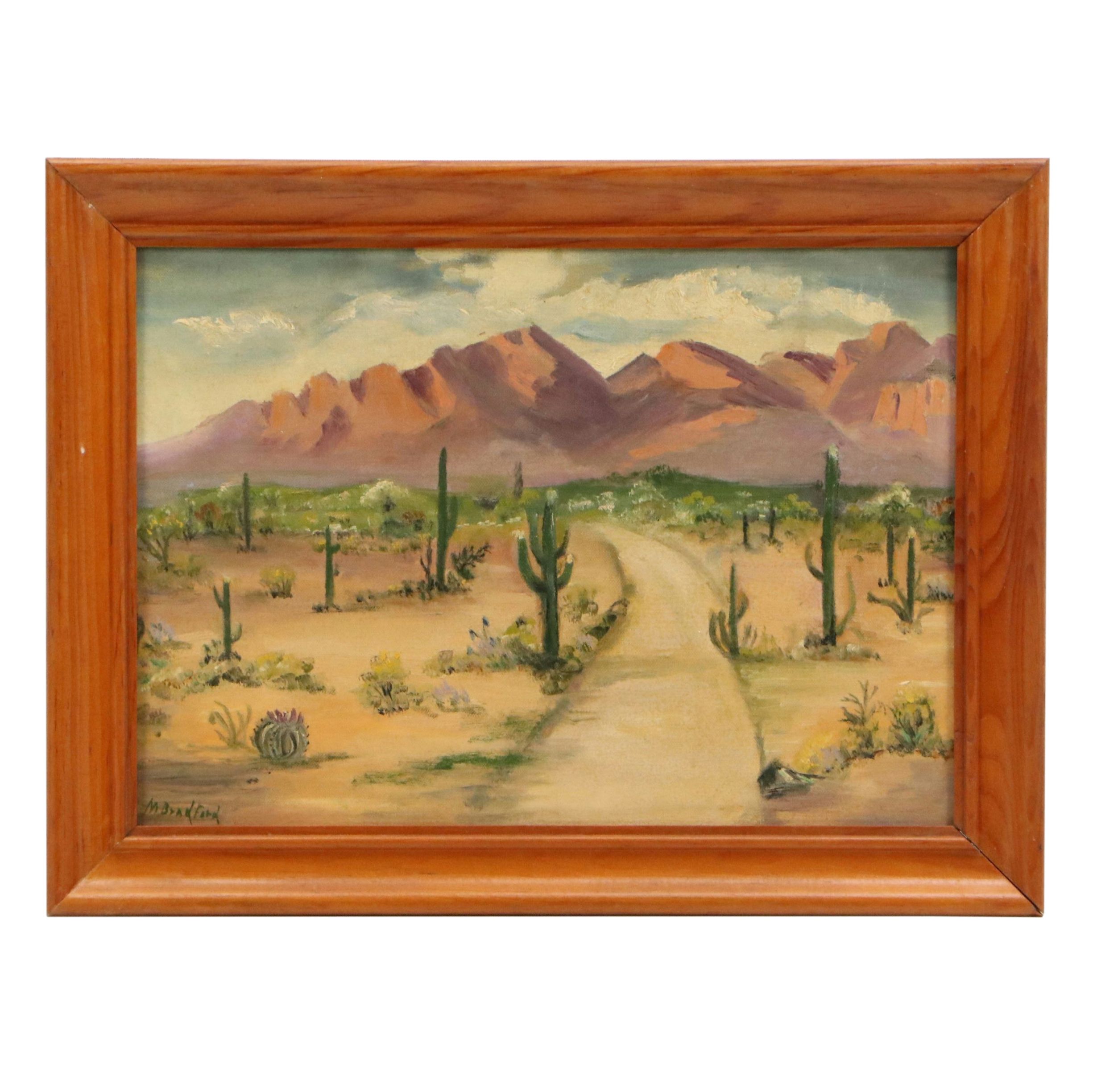 M. Bradford Desert Landscape Oil Painting, 20th Century