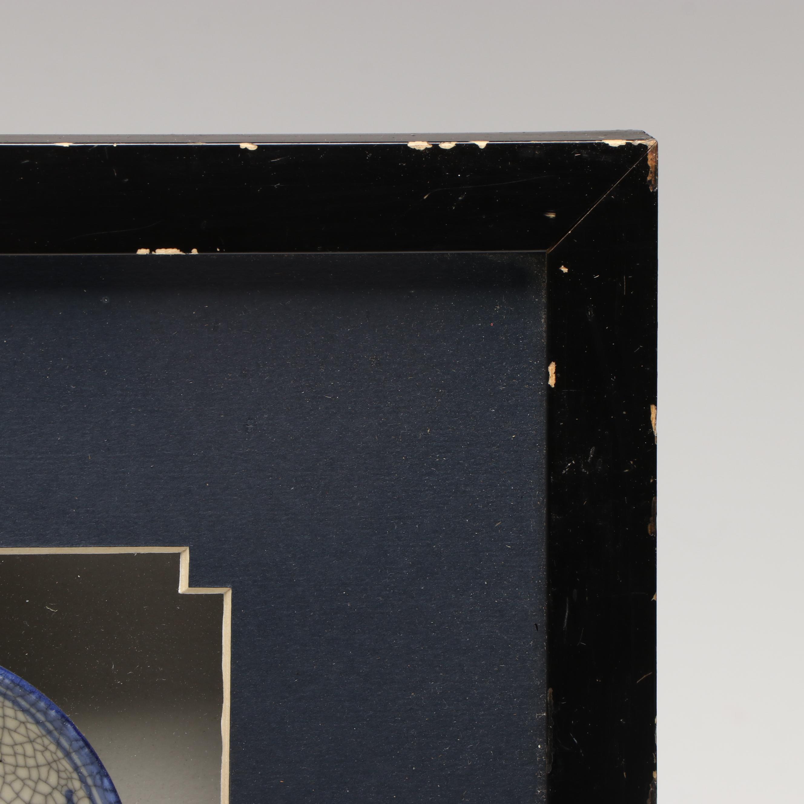 Chinese Porcelain Bowls in Wood Wall Hanging Display Case