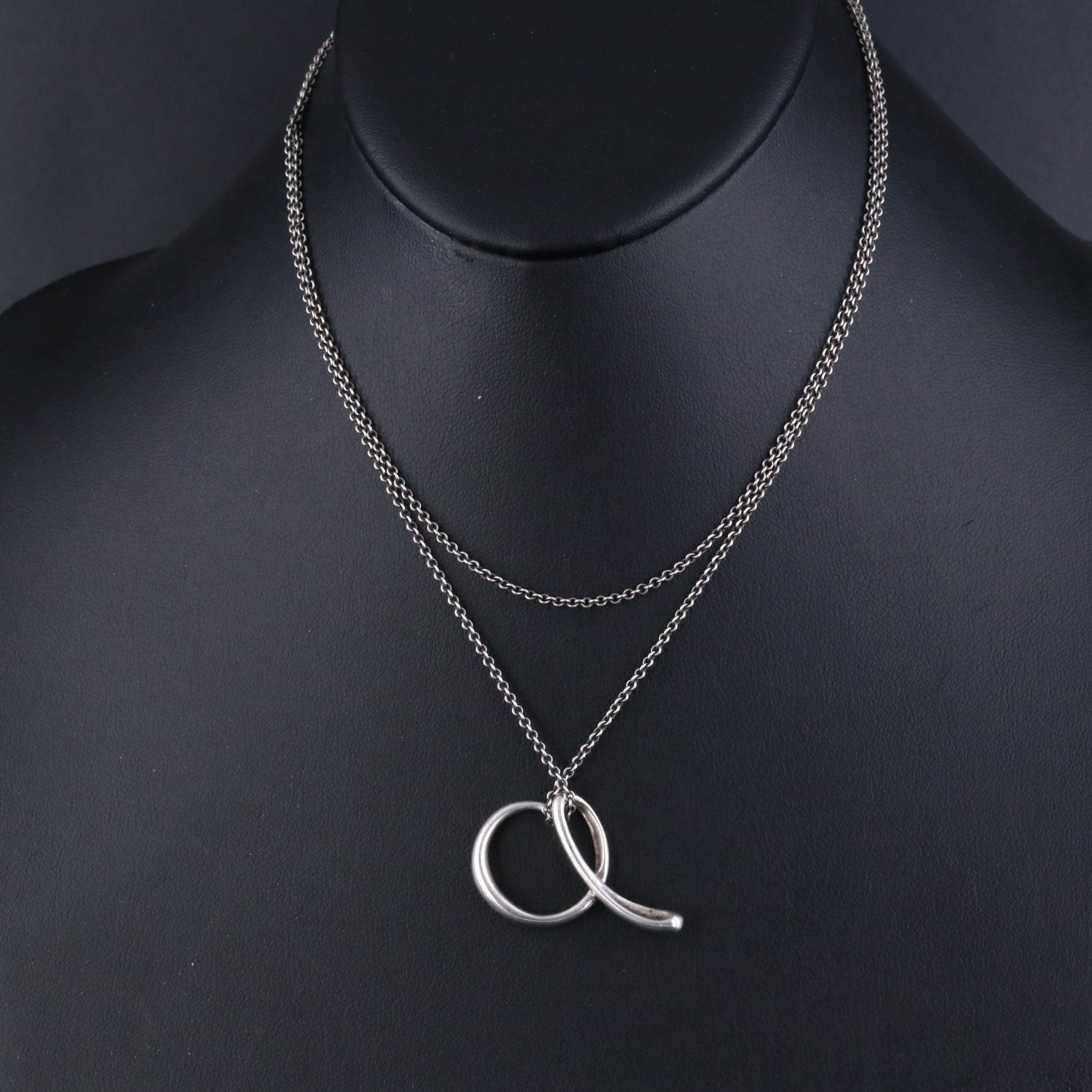Elsa Peretti for Tiffany & Co. Sterling Alphabet "A" Pendant Necklace